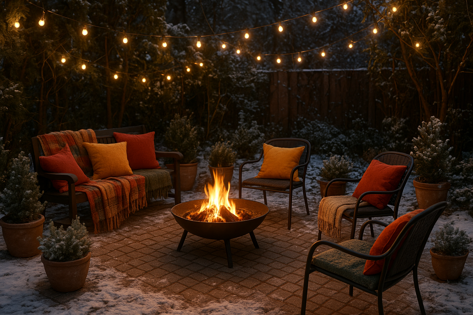 Idee per decorare il giardino a dicembre: luci, tessuti e angoli verdi