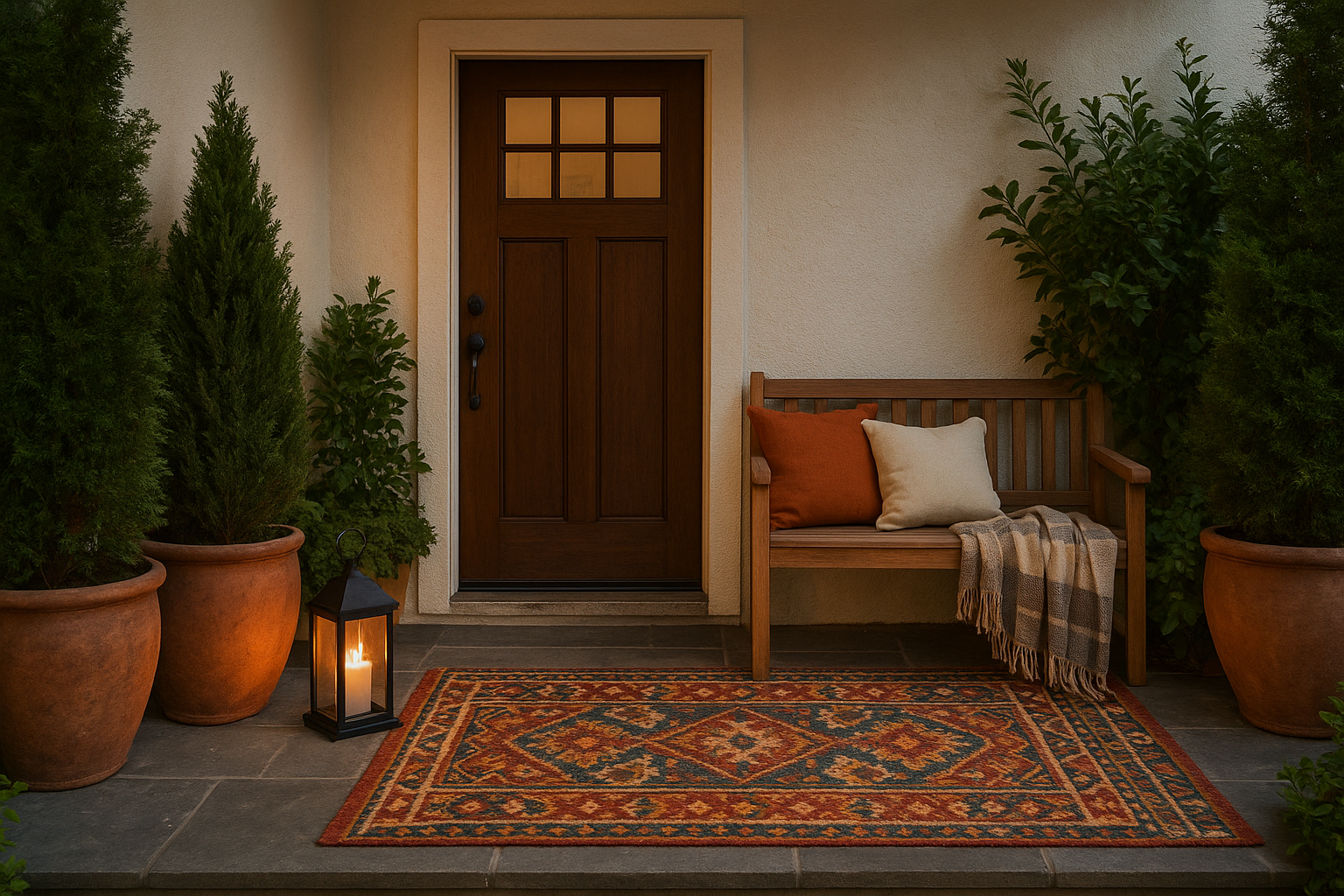 Idee per creare un ingresso di casa accogliente grazie alle piante e all’arredo invernale