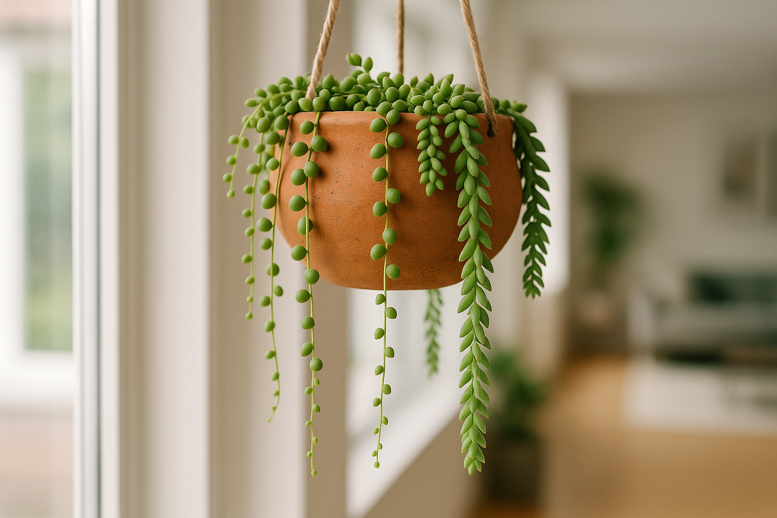 Coltivare piante grasse pendenti in interno: cure, esposizione e rinvaso