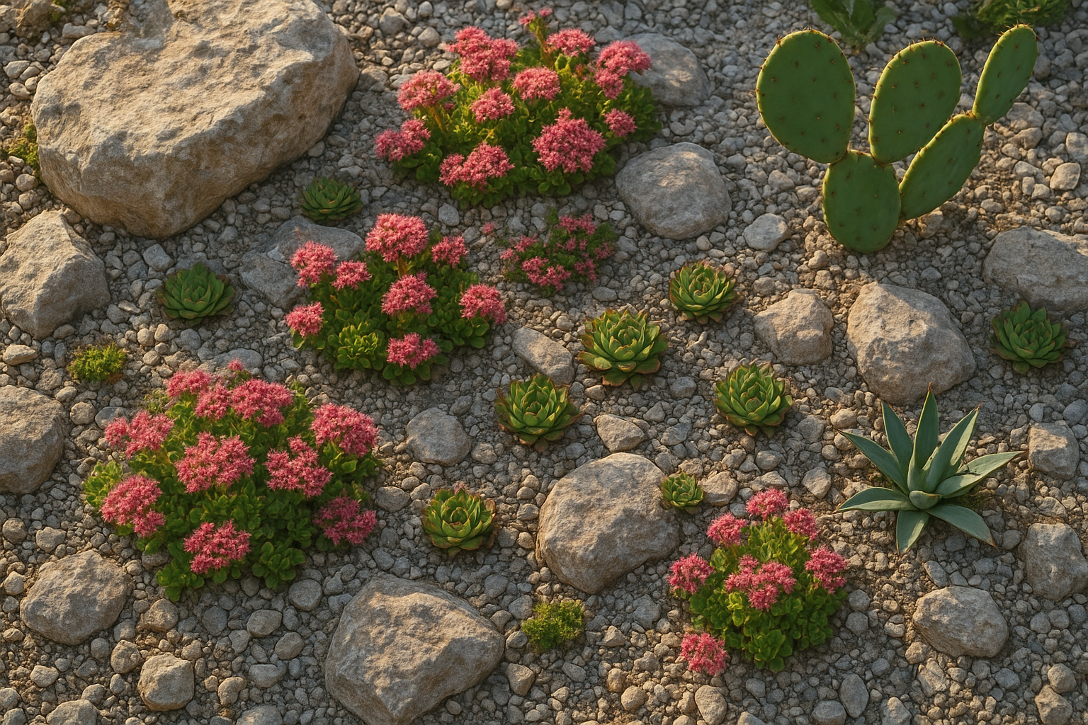 Piante grasse da giardino roccioso: come progettare una roccaglia resistente al freddo