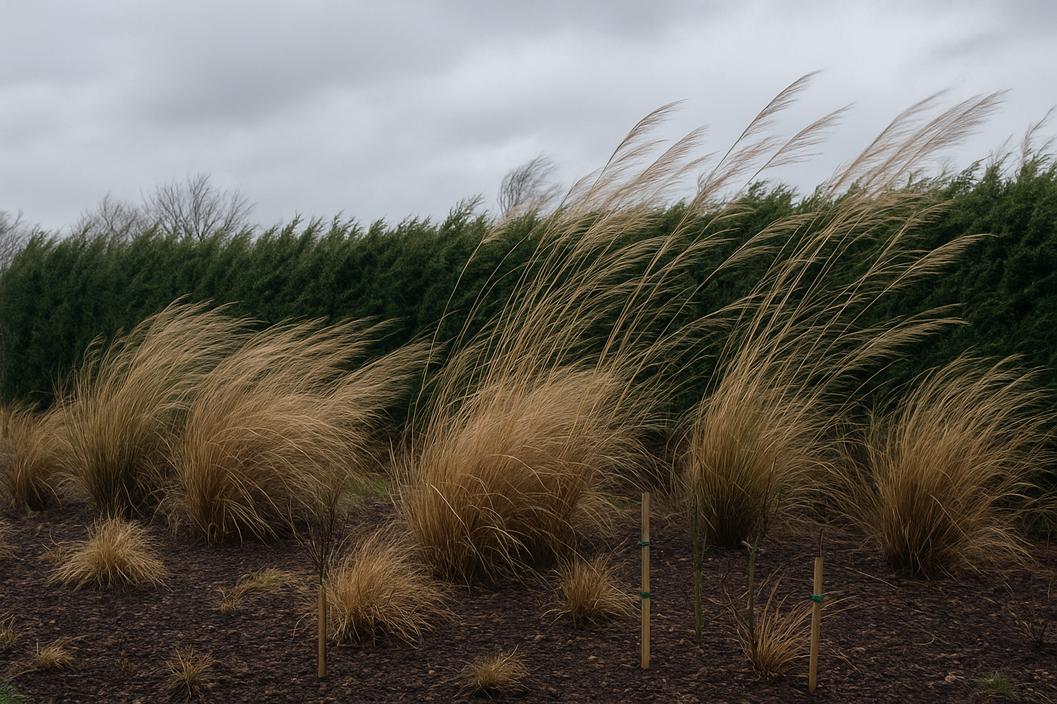 Giardino ventoso a fine inverno: piante da esterno robuste e strategie di protezione