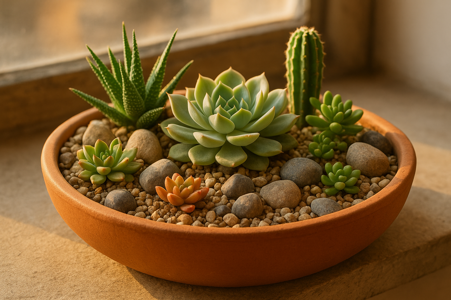 Giardini rocciosi in miniatura con piante grasse: come progettarli in ciotola o vasca bassa