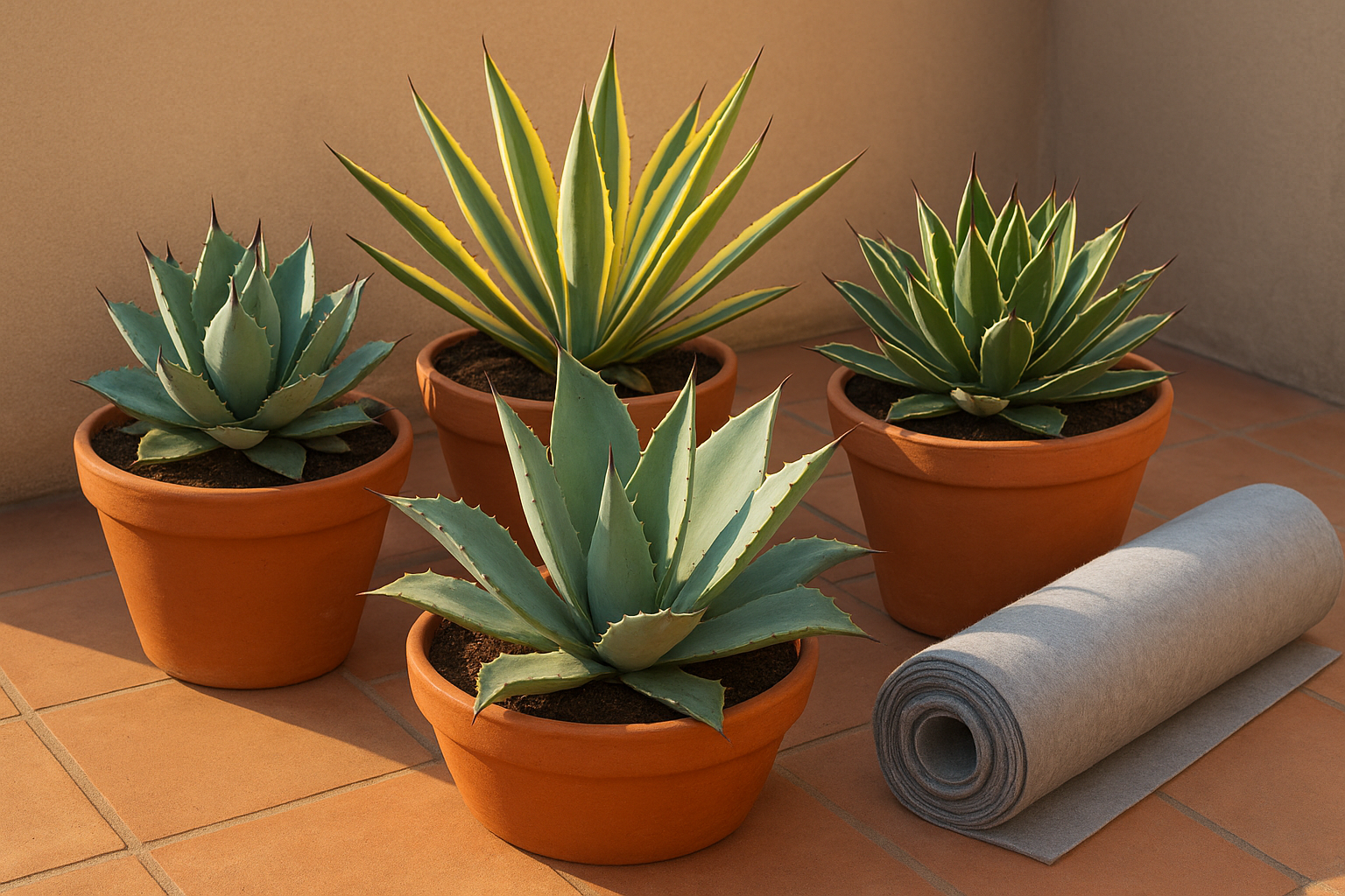 Coltivare agavi in vaso su terrazzo: varietà, rinvasi e protezioni per il freddo residuo