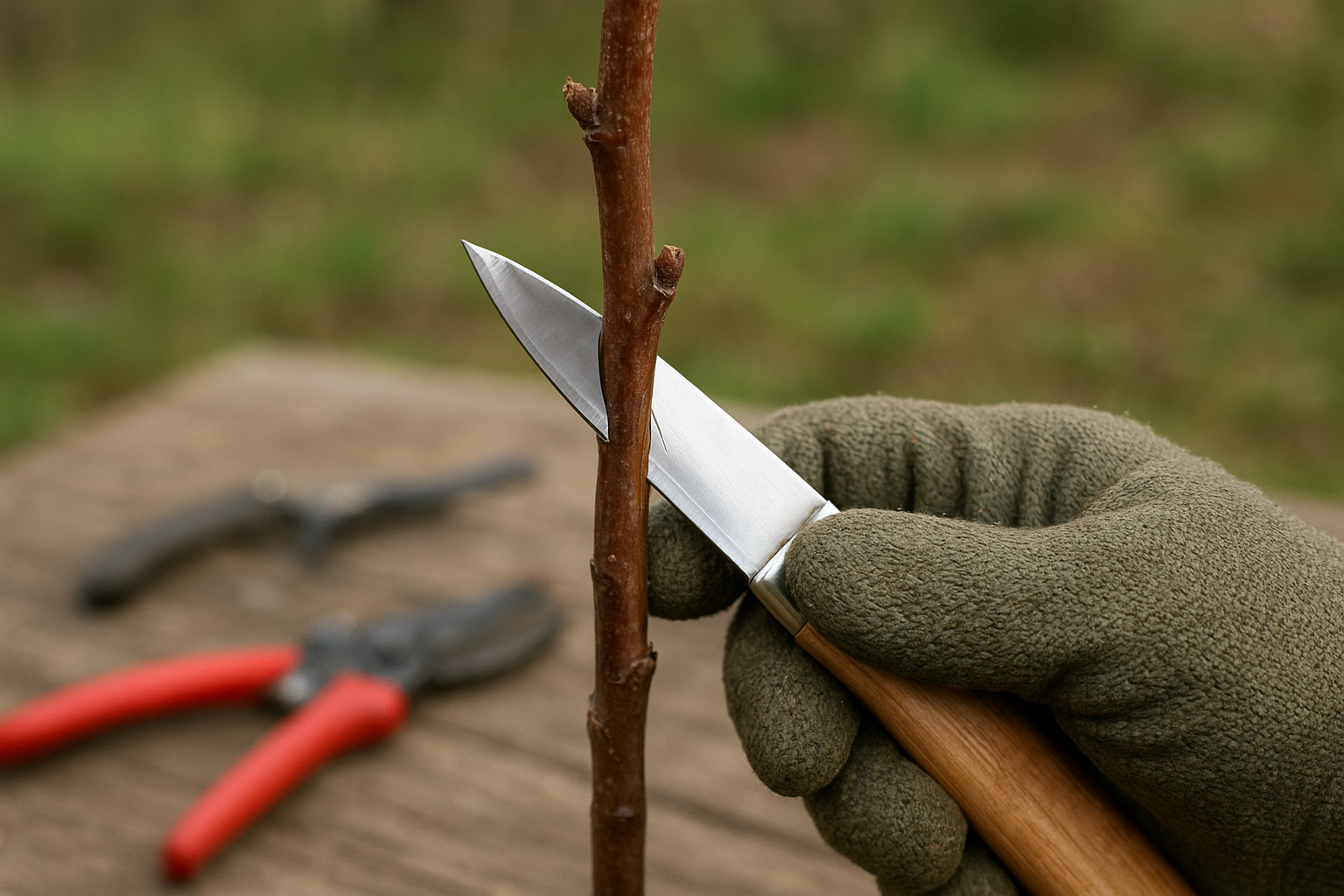 Set di coltelli e innestini per la potatura di precisione a fine inverno