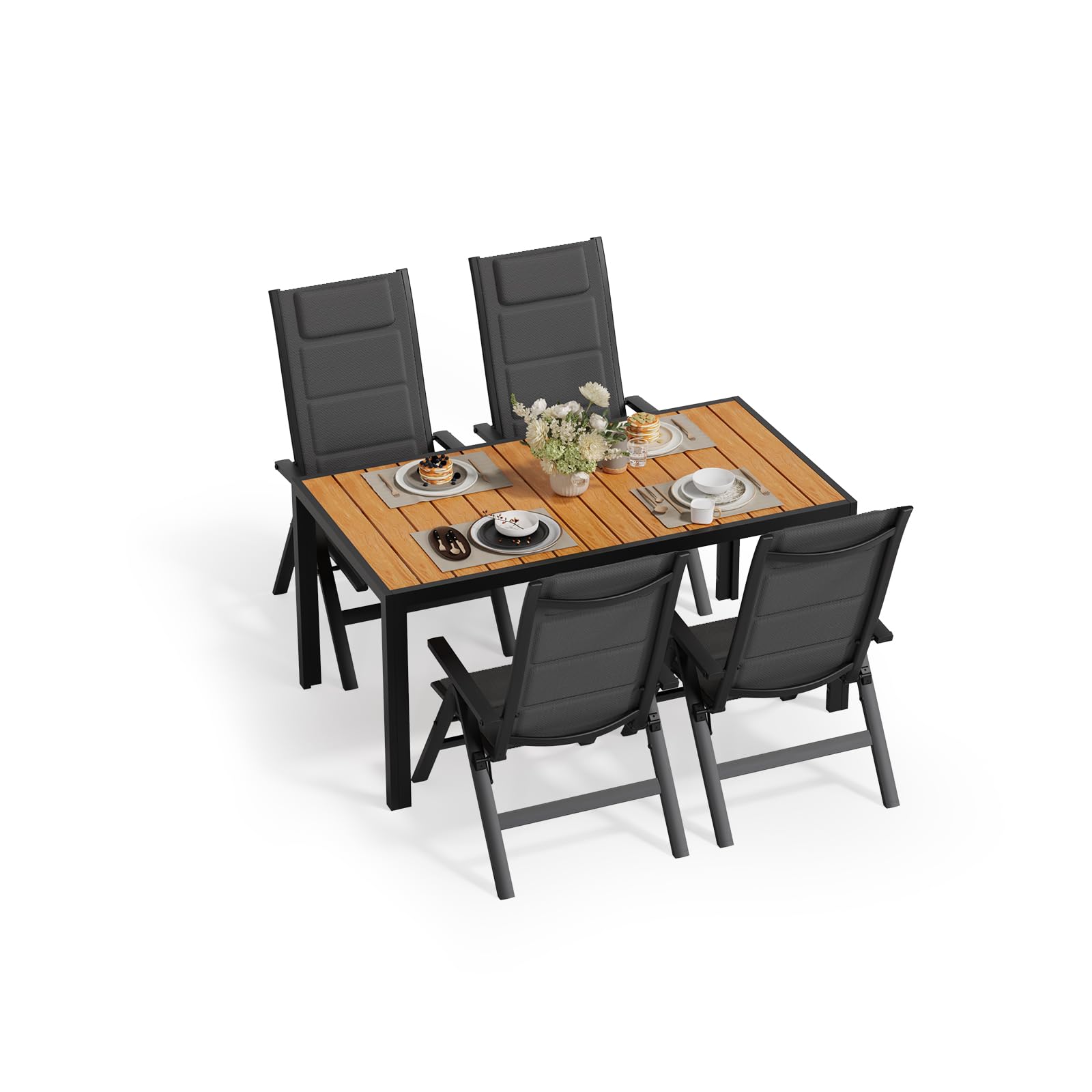 Set tavolo e sdraio JUMMICO in alluminio, zona pranzo e relax coordinata per terrazza e giardino