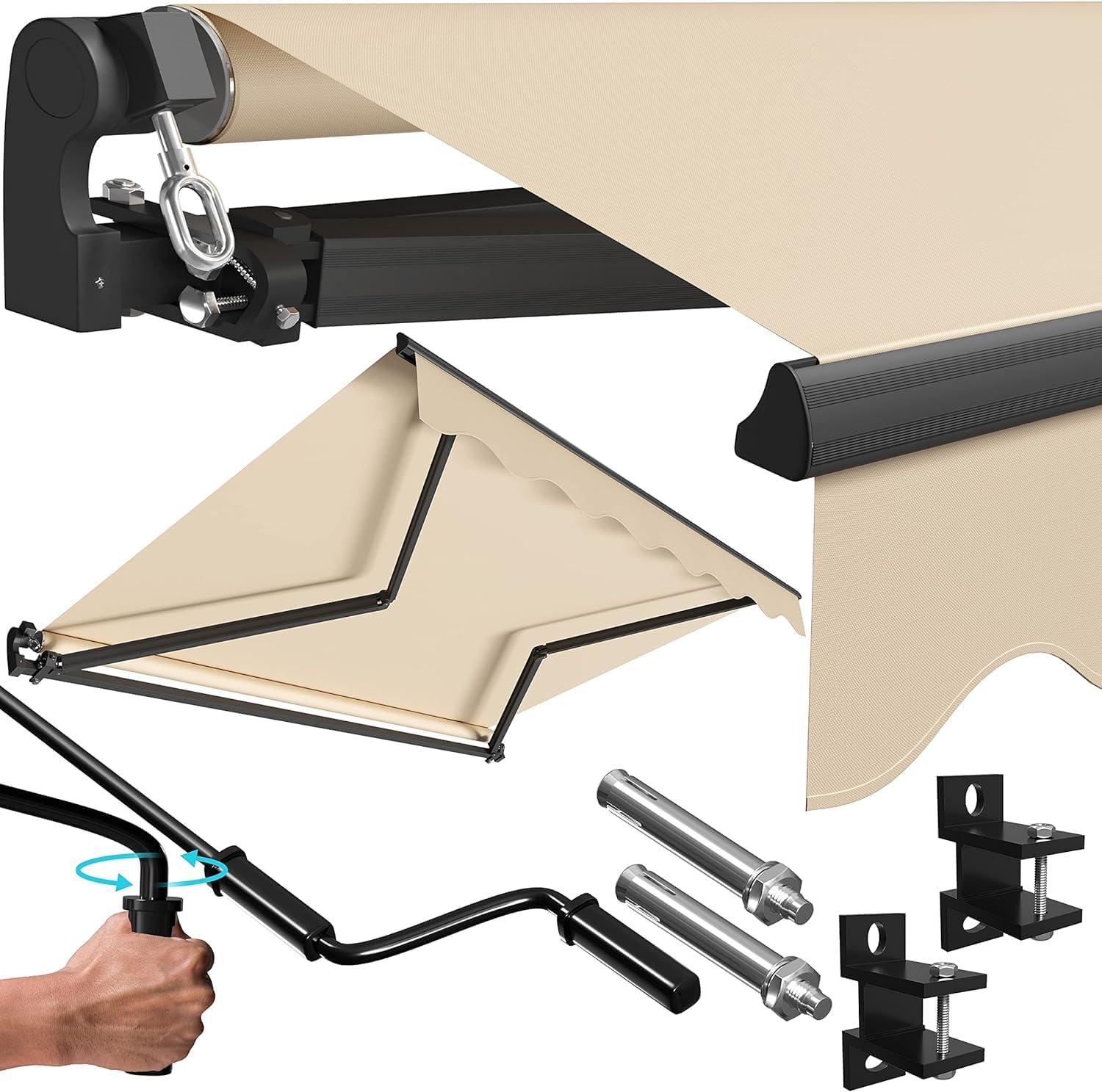 Tenda da sole KESSER 250 x 200 cm beige: ombra regolabile per balconi e terrazzi