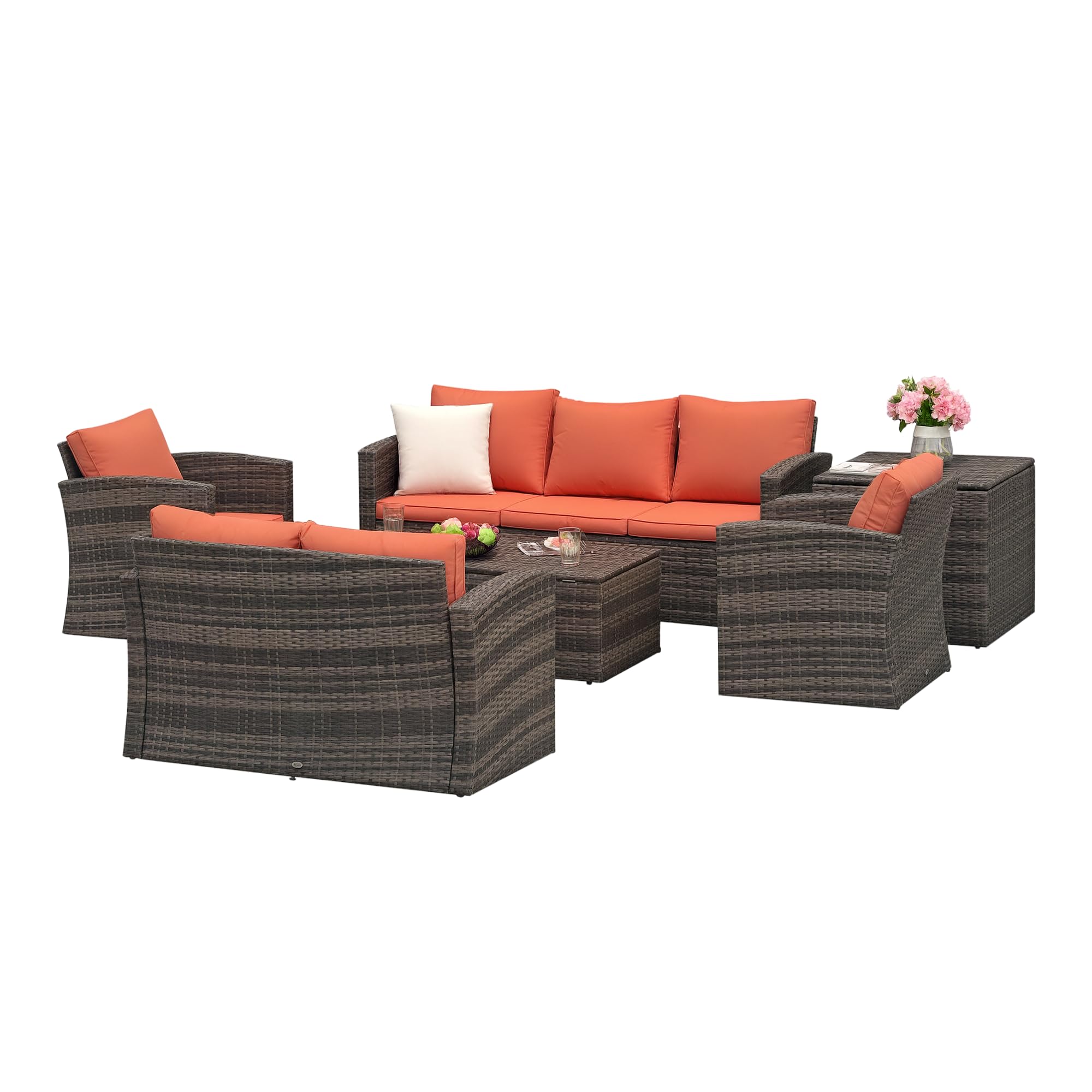 Outsunny set mobili da giardino in rattan per 7 persone: salotto outdoor pronto per la primavera