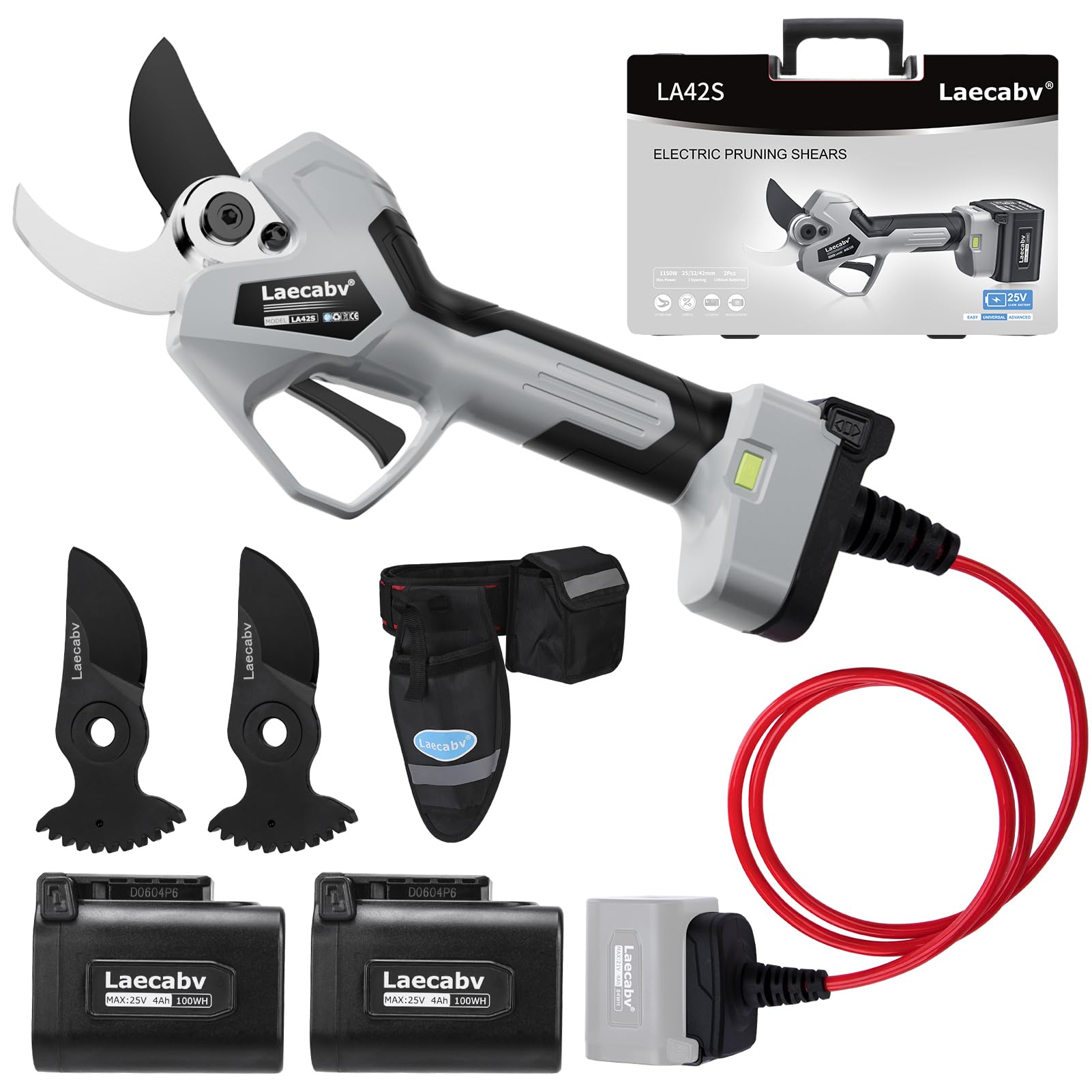 Laecabv forbici da potatura a batteria 42 mm: tagli professionali per frutteto e giardino
