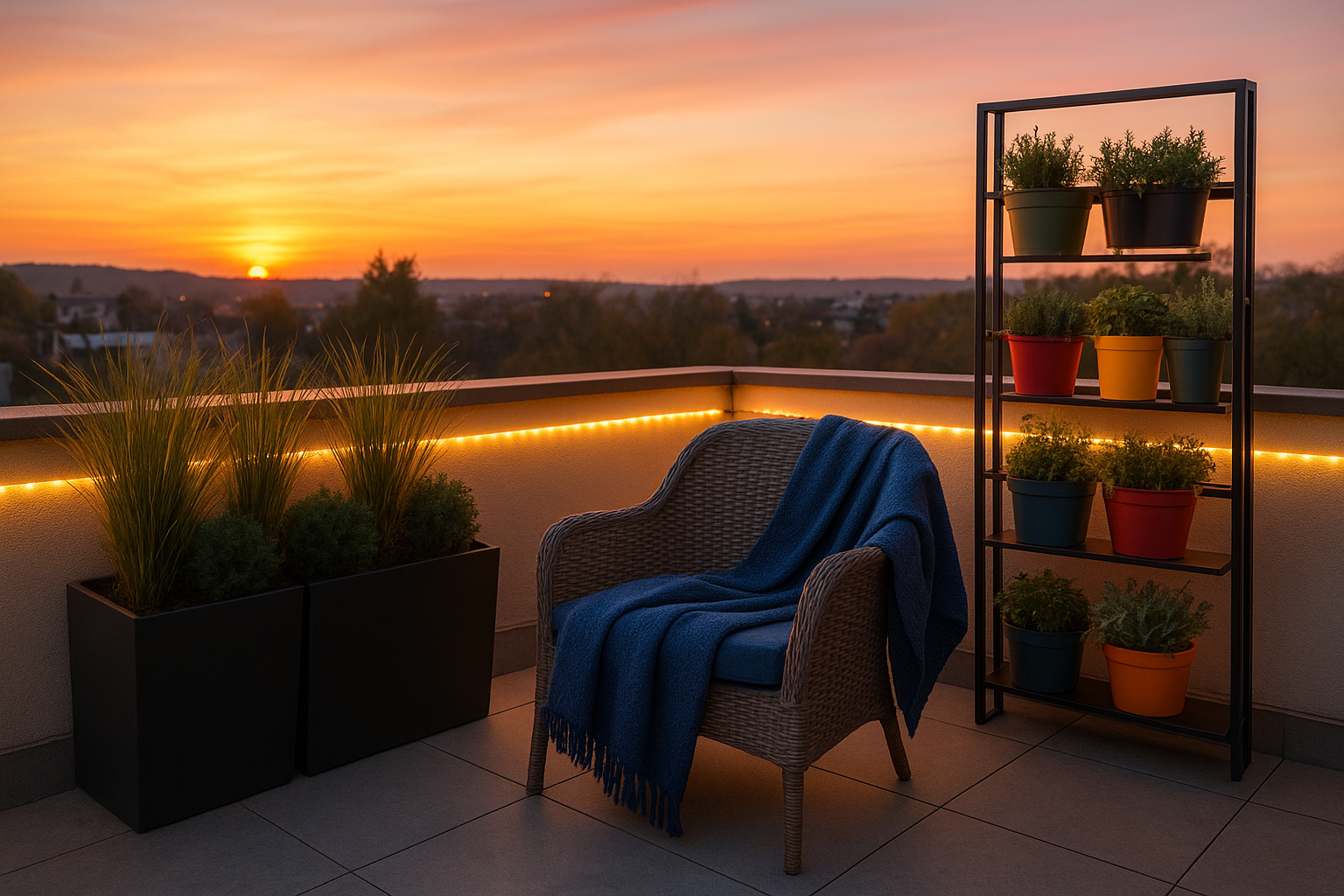 Angolo relax panoramico in terrazzo: idee di arredo verde per la fine dell’inverno