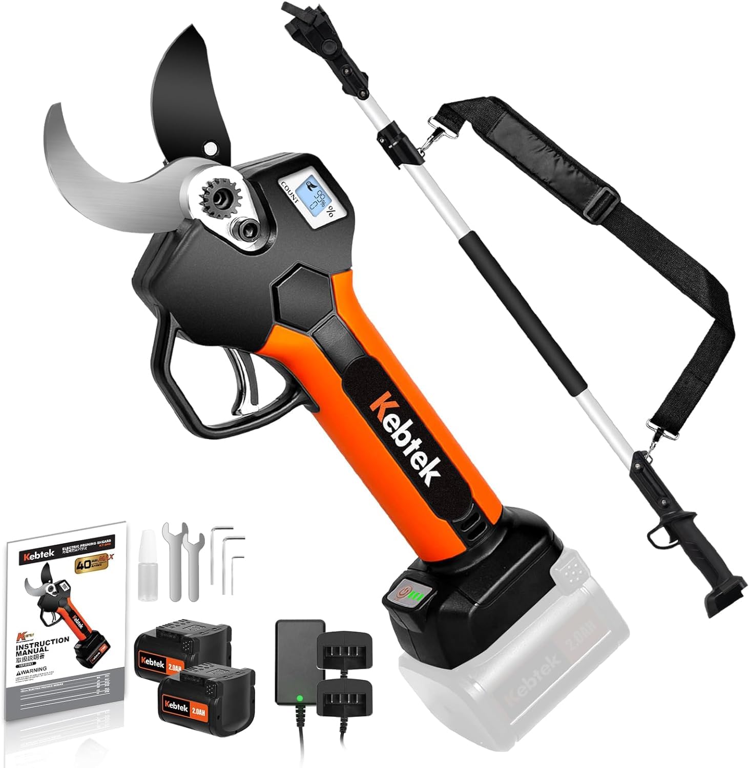 Kebtek forbici da potatura a batteria telescopiche: tagli professionali in giardino senza sforzo