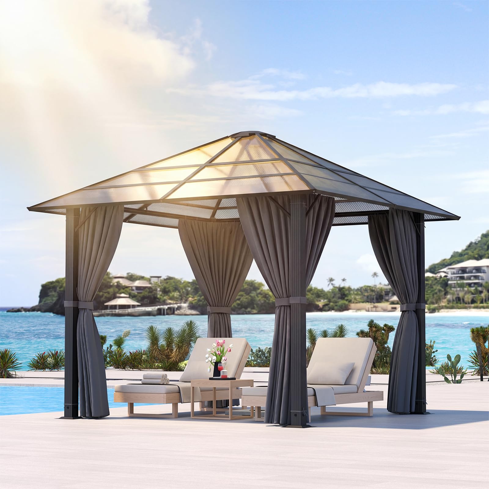 Gazebo Devoko 3×3 in alluminio, tetto fisso e impermeabile: il riparo ideale per la zona relax in giardino ora in offerta