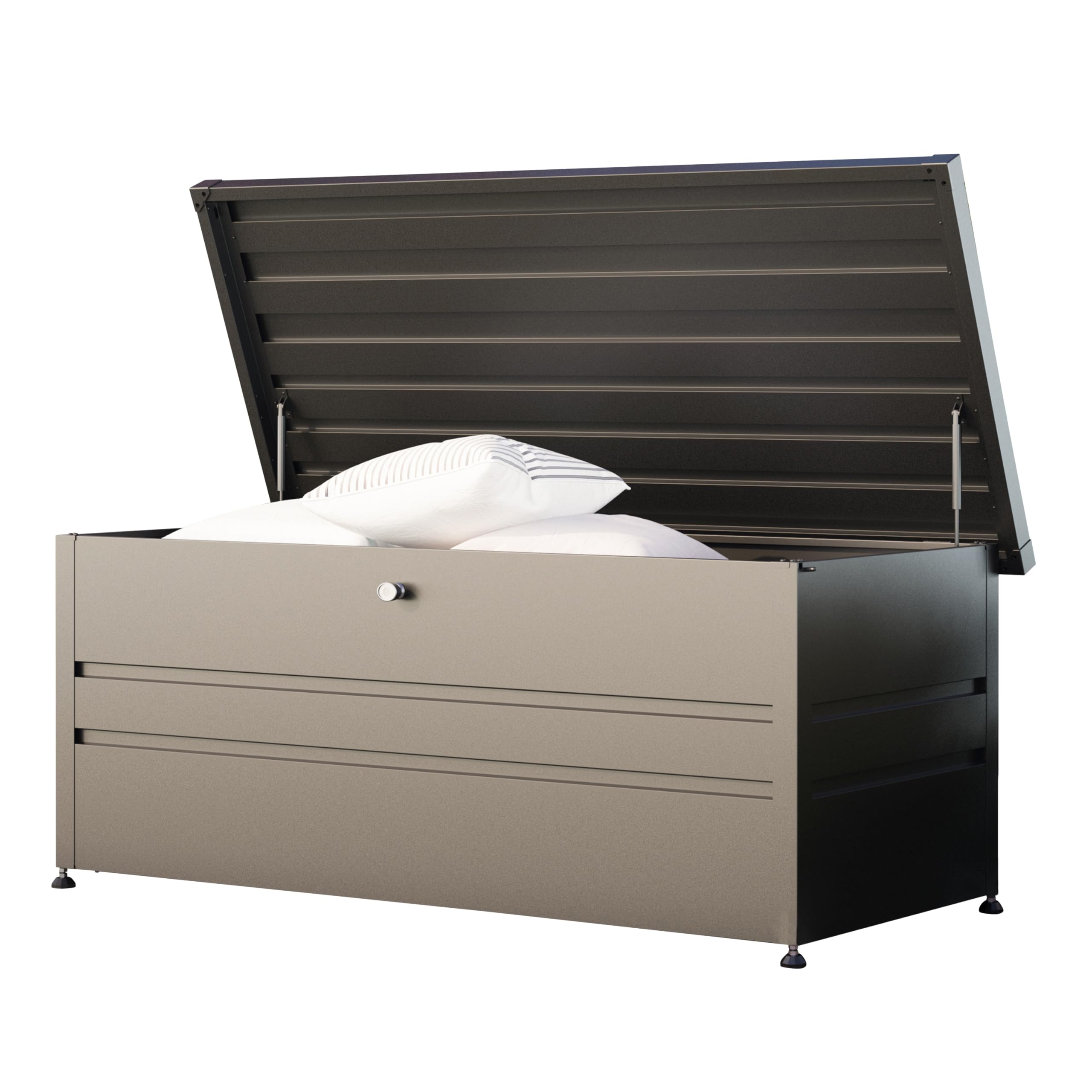 Cassapanca da giardino GFP Primeyard 182×84 cm: baule in metallo per cuscini, terricci e attrezzi