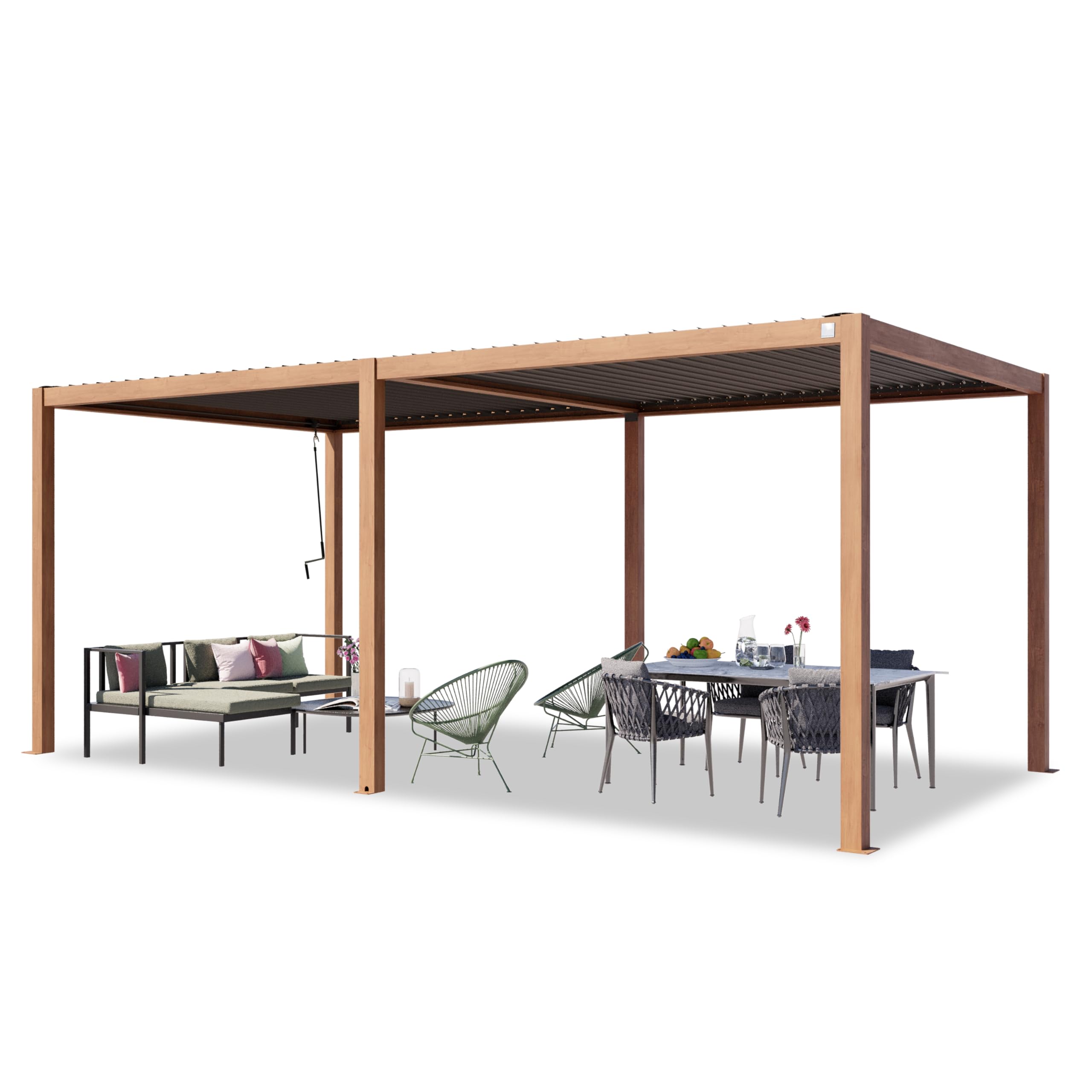 Pergola PRIMEYARD 3×6 m, struttura scenografica per ombreggiare il giardino