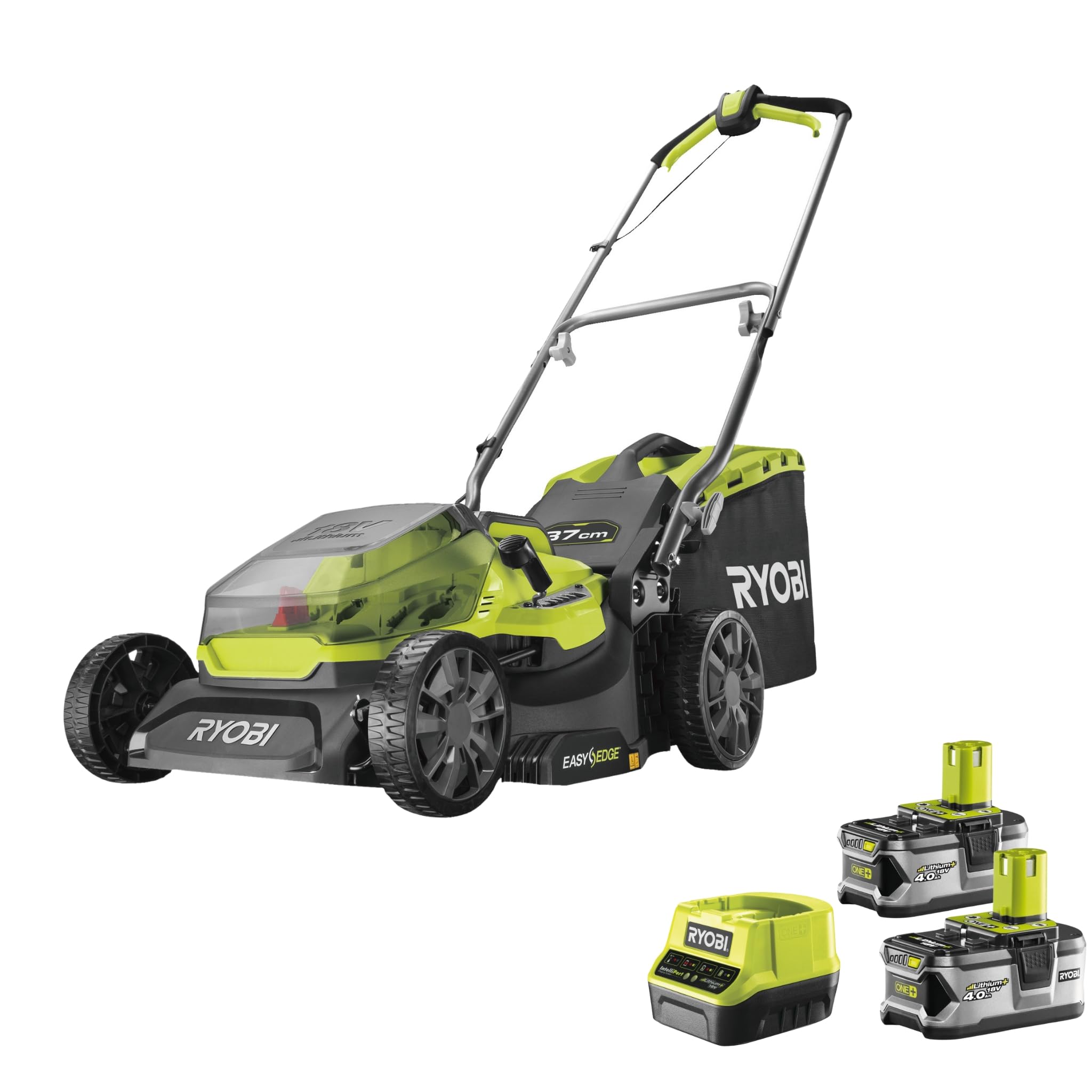 Tosaerba a spinta RYOBI 18V One+ RY18LM37A-240, il rasaerba a batteria compatto ideale per i prati di casa