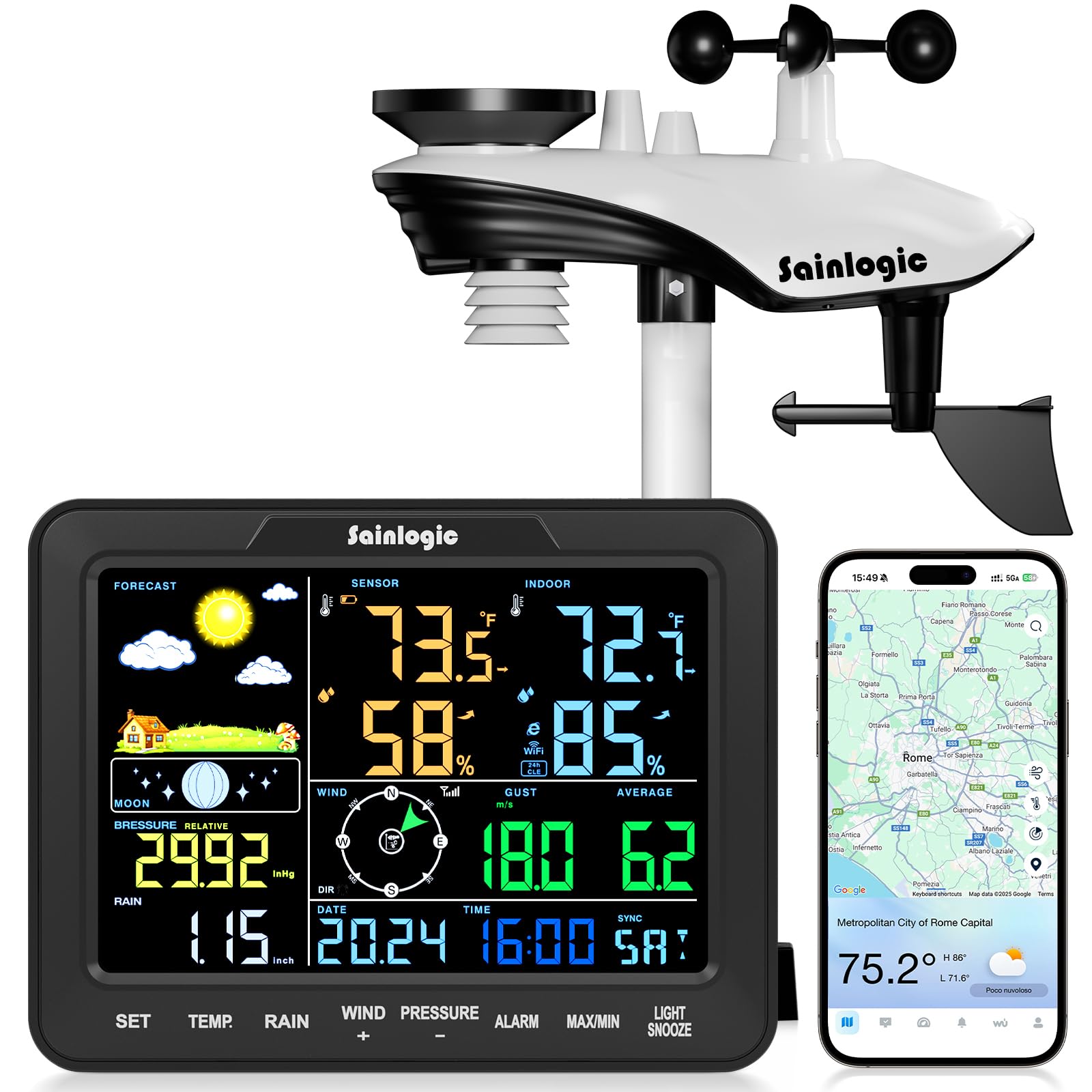 Sainlogic stazione meteorologica intelligente: controllare meteo, vento e pioggia per orto e giardino