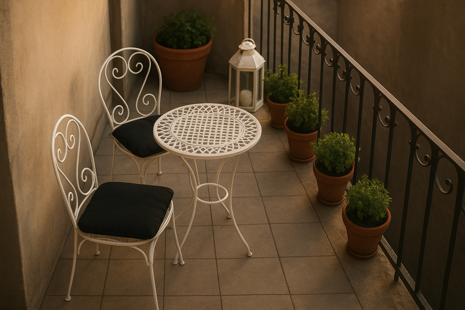 Mini salotto in ferro battuto per balconi stretti: come arredare con stile e poco ingombro