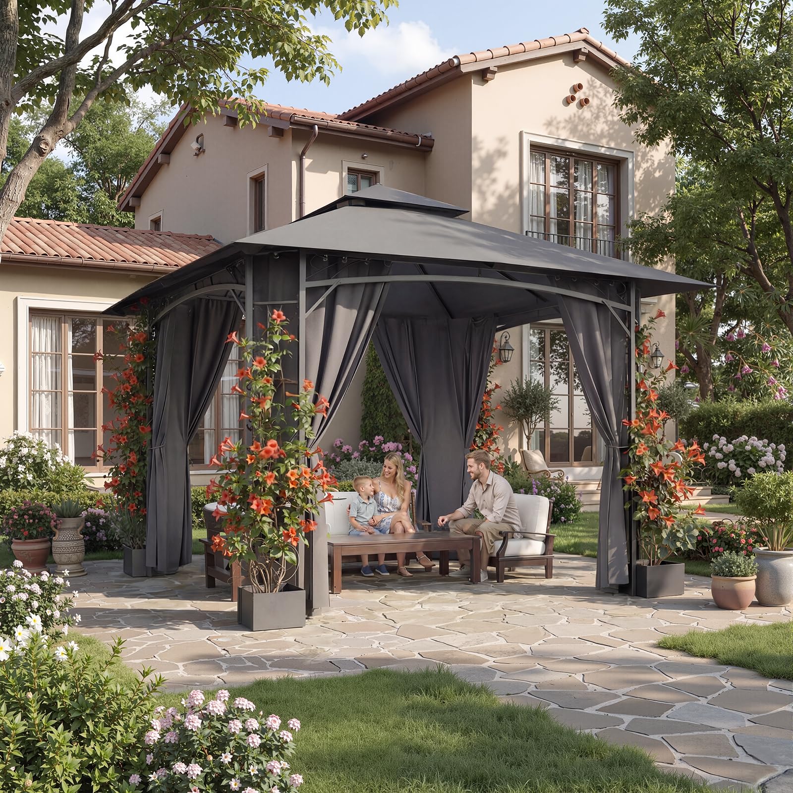 Padiglione da giardino JUMMICO con fioriere integrate, soggiorno verde protetto per tutto l’anno