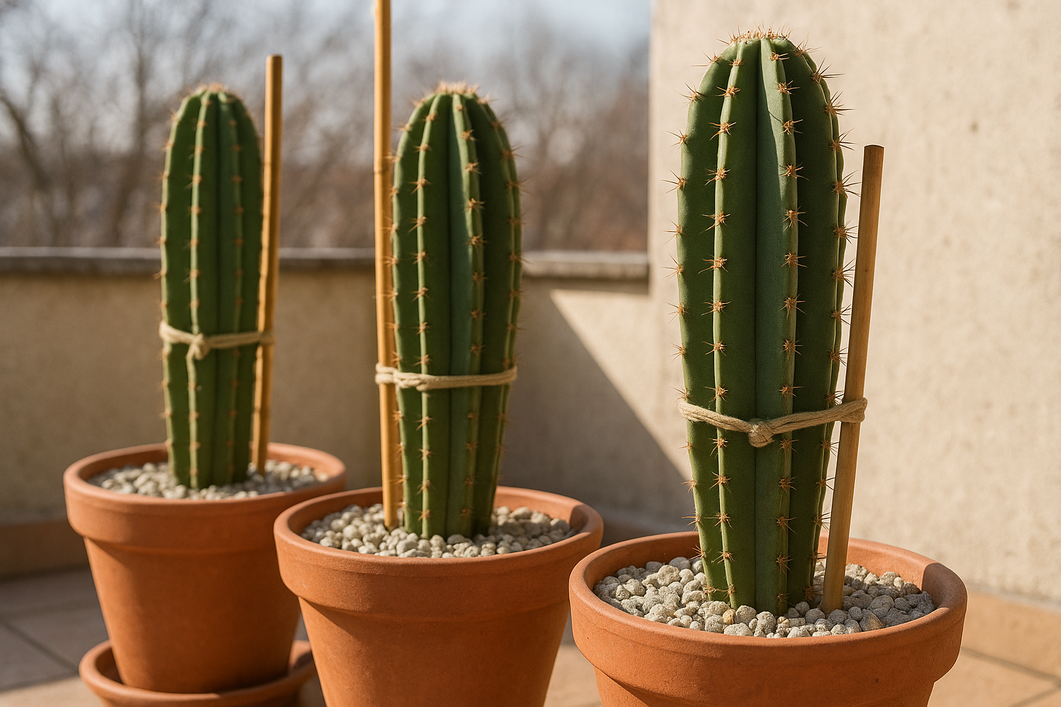 Coltivare cactus colonnari in vaso: impostare substrato, rinvasi e sostegni a febbraio