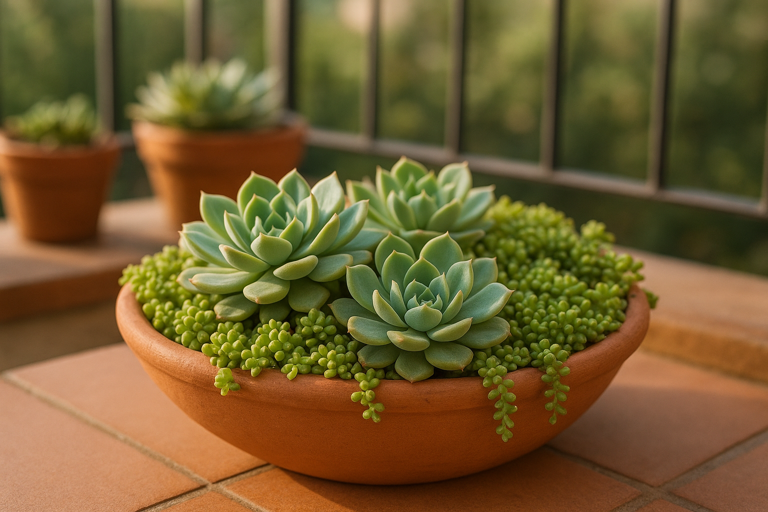 Coltivare echeveria e sedum in ciotole miste: composizioni grasse per balconi soleggiati di marzo