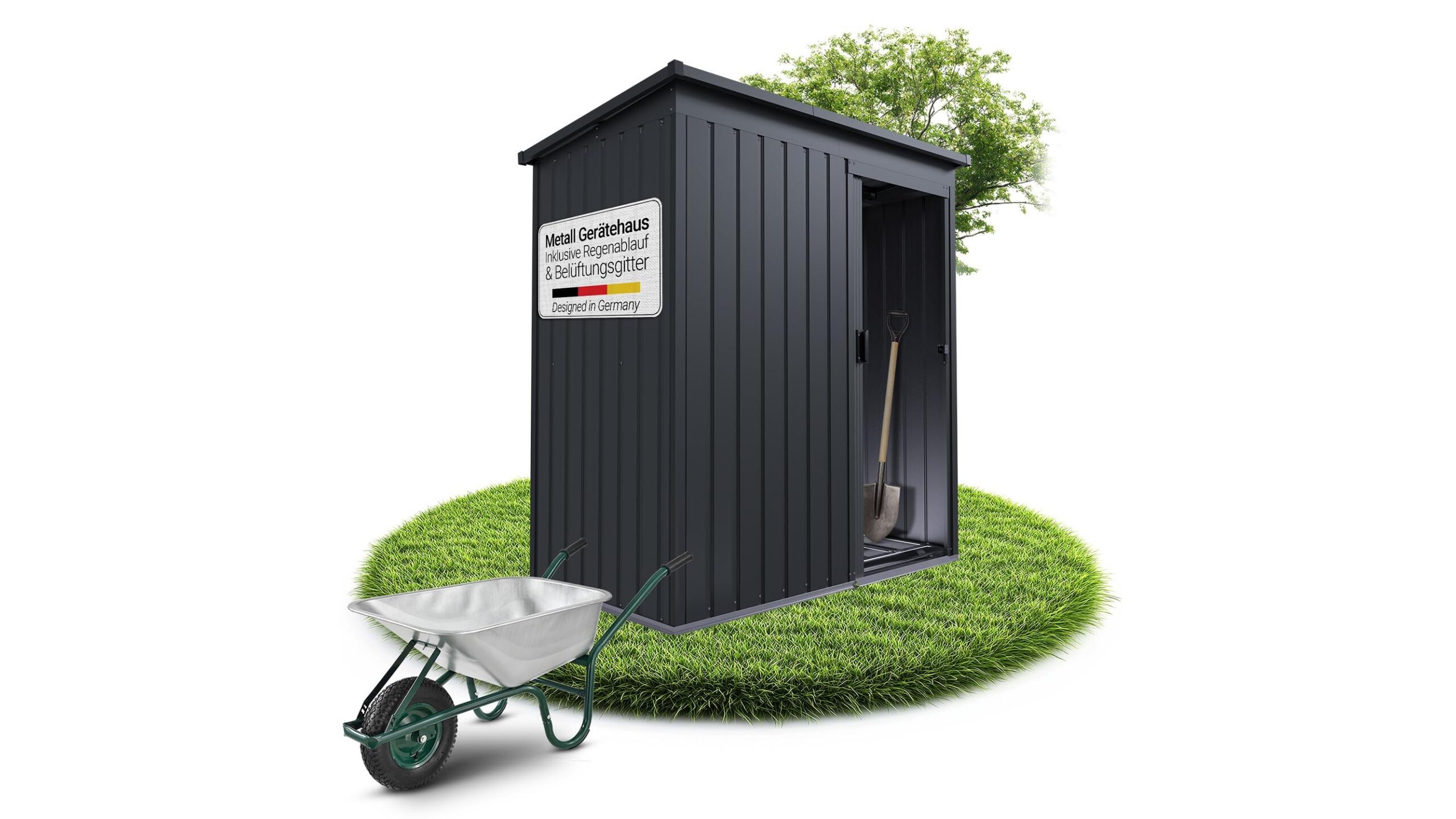 Casetta per attrezzi Juskys in metallo, soluzione compatta per tenere in ordine il giardino