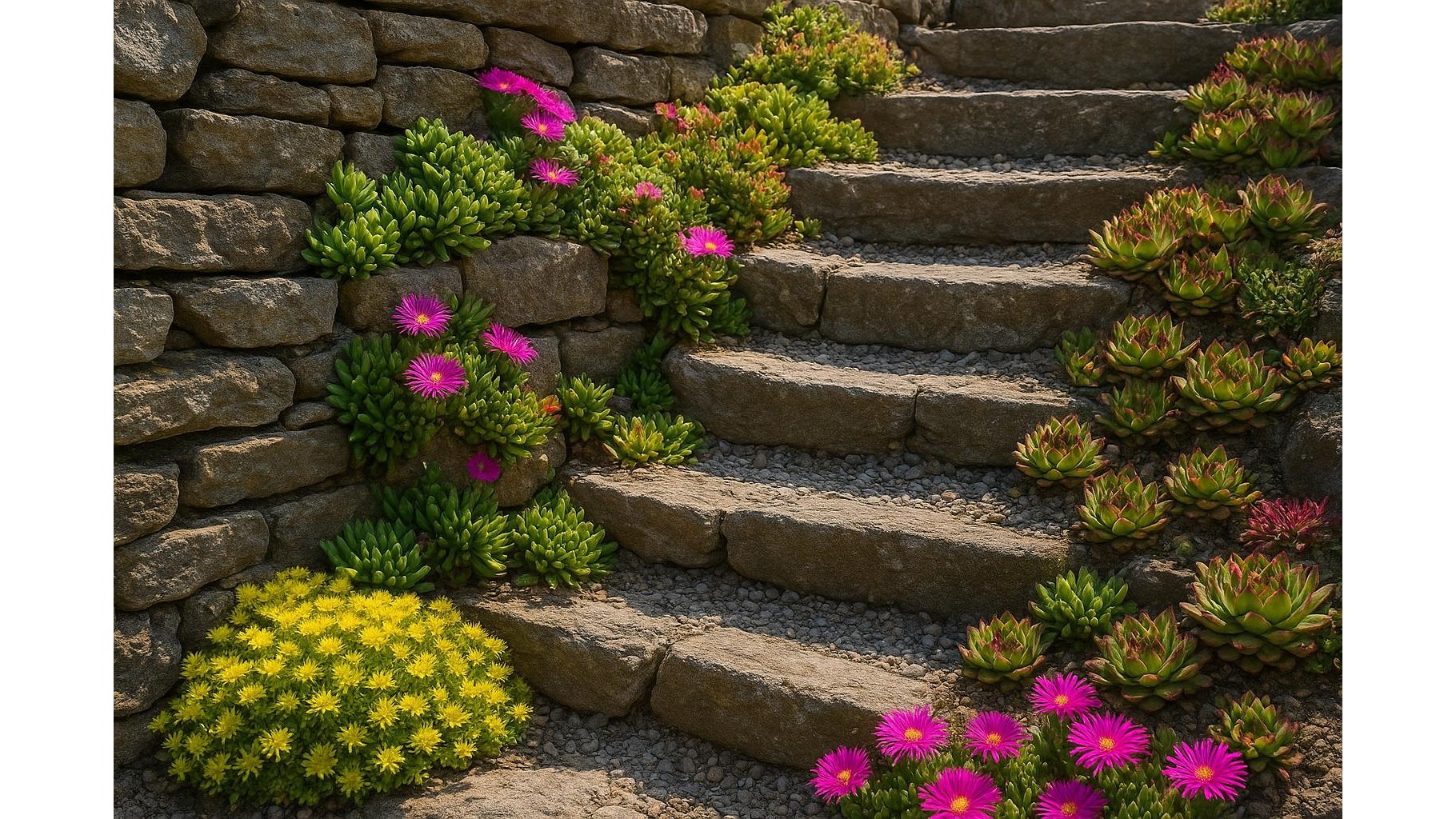Succulente tappezzanti per muretti e scalinate: specie che amano il sole e riducono la manutenzione