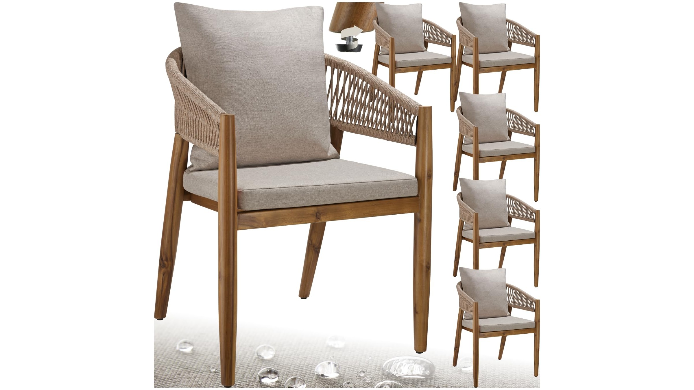 Set di 6 sedie da giardino tectake, comfort e design per la zona pranzo all’aperto