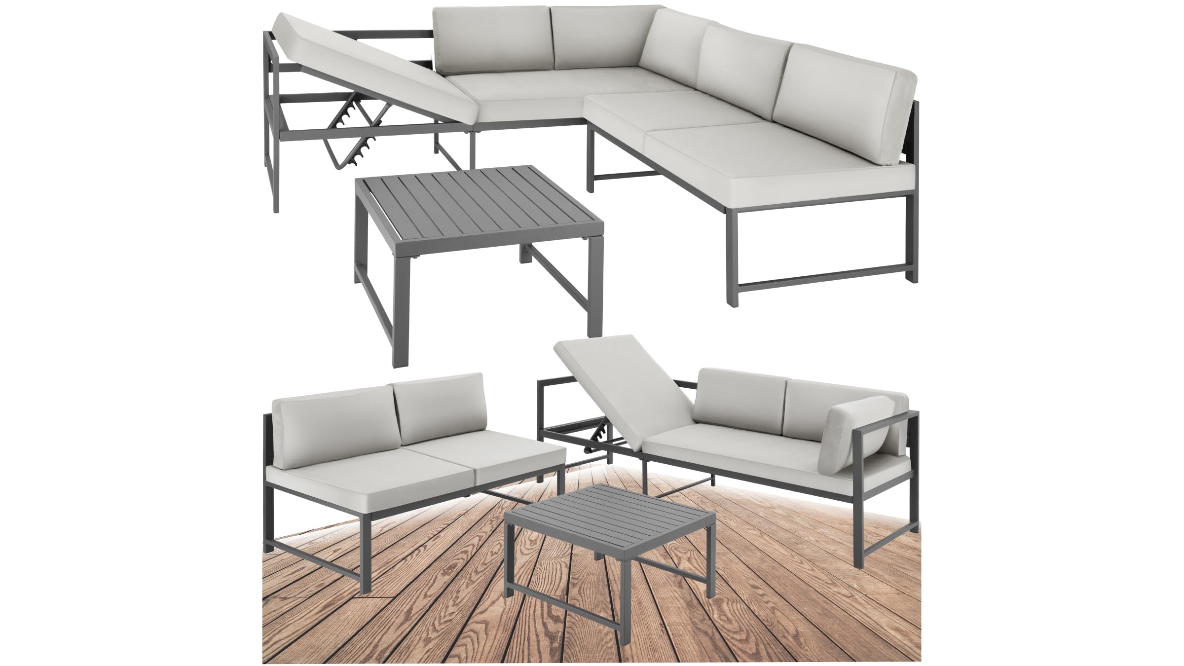 Set divani da giardino tectake, salotto modulare in alluminio per chi ama l’outdoor living