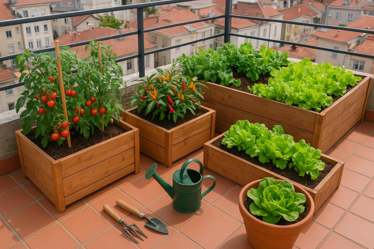 Orto primaverile in vaso alto: coltivare pomodori, peperoncini e insalate su terrazzo