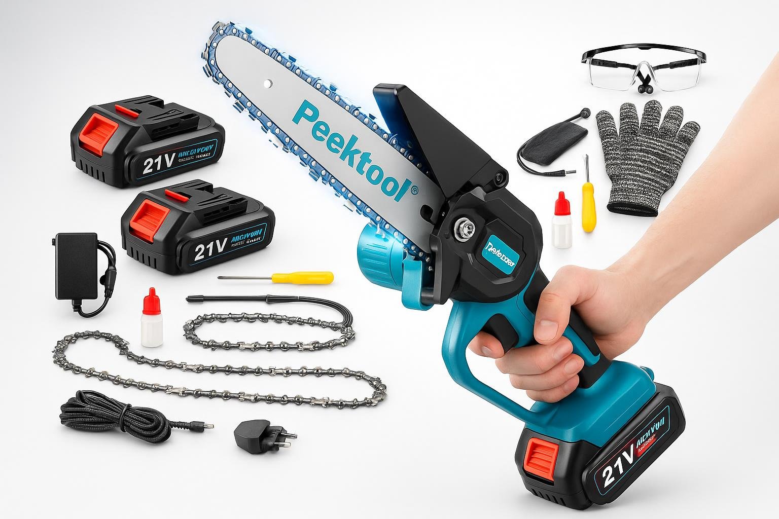 Mini motosega a batteria per potatura in offerta su Amazon: tagli puliti senza fatica