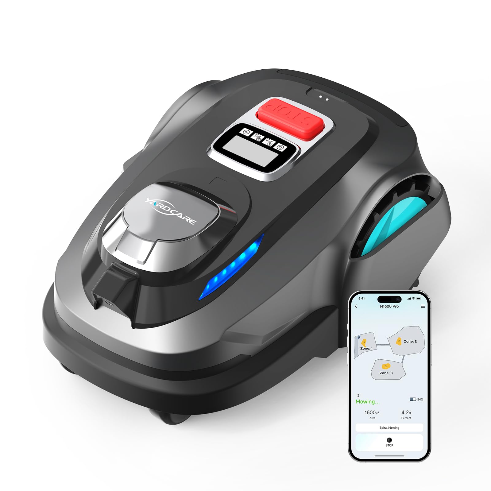 Robot tagliaerba YARDCARE N1600PRO, prato perfetto senza filo perimetrale e con controllo da app