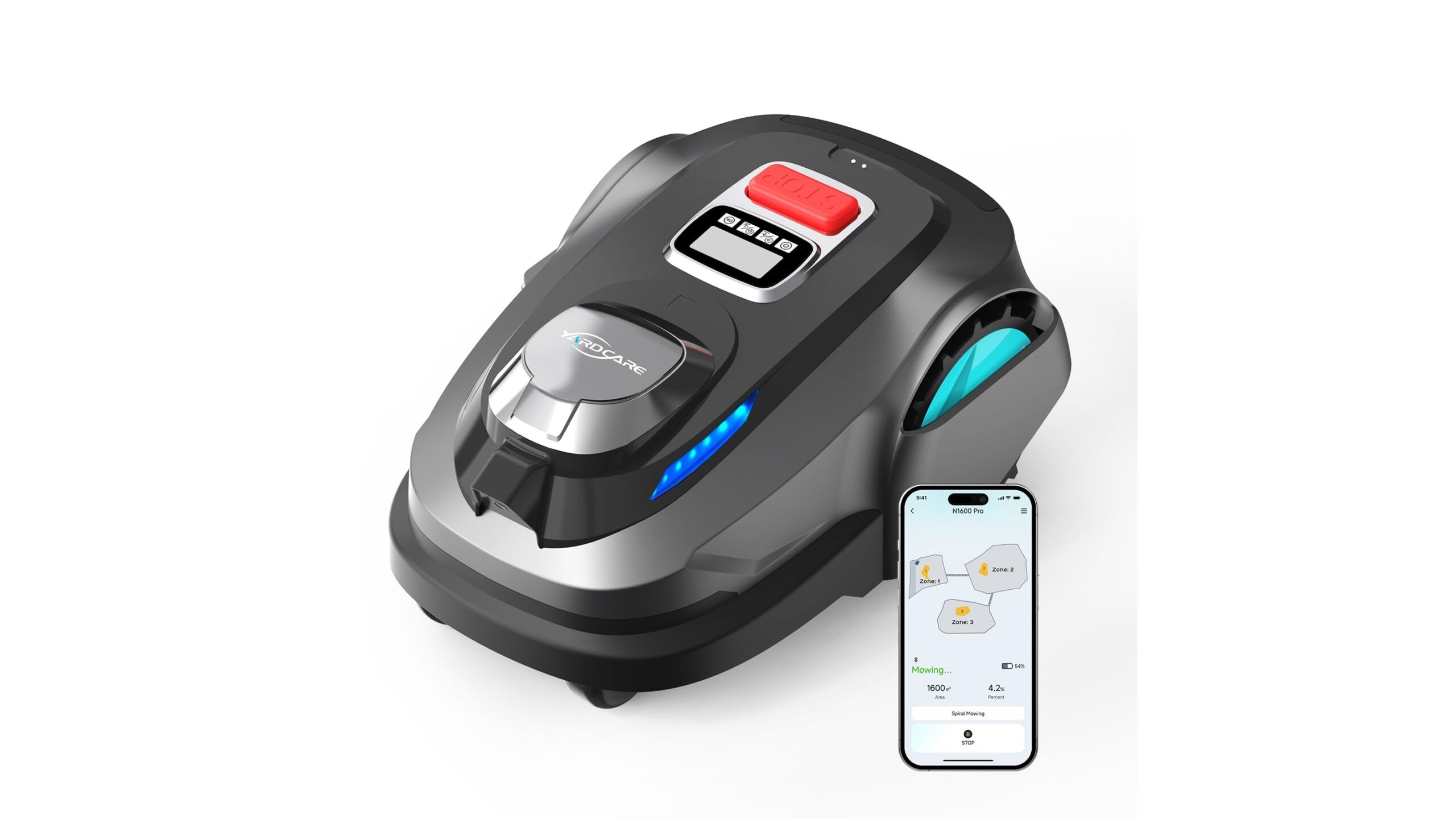 Robot tagliaerba YARDCARE N1600PRO, prato perfetto senza filo perimetrale e con controllo da app