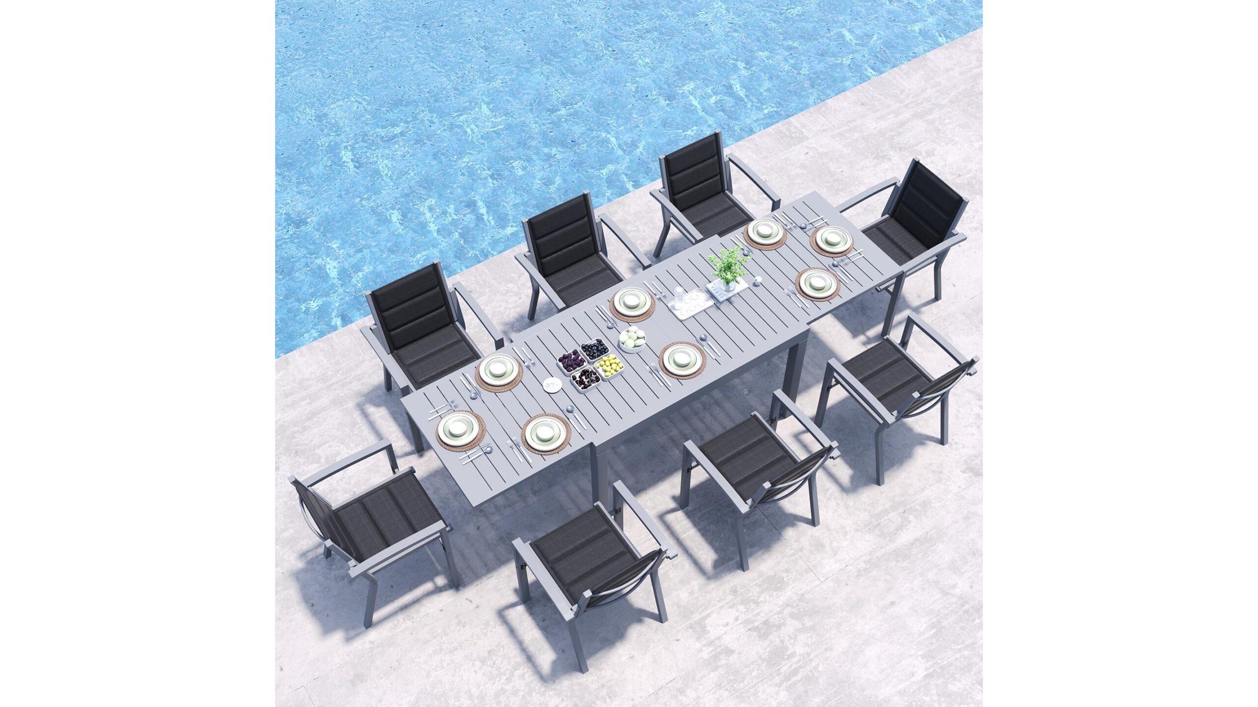 JUMMICO sedie da giardino in alluminio, 4 posti leggeri e impilabili per terrazzo e veranda