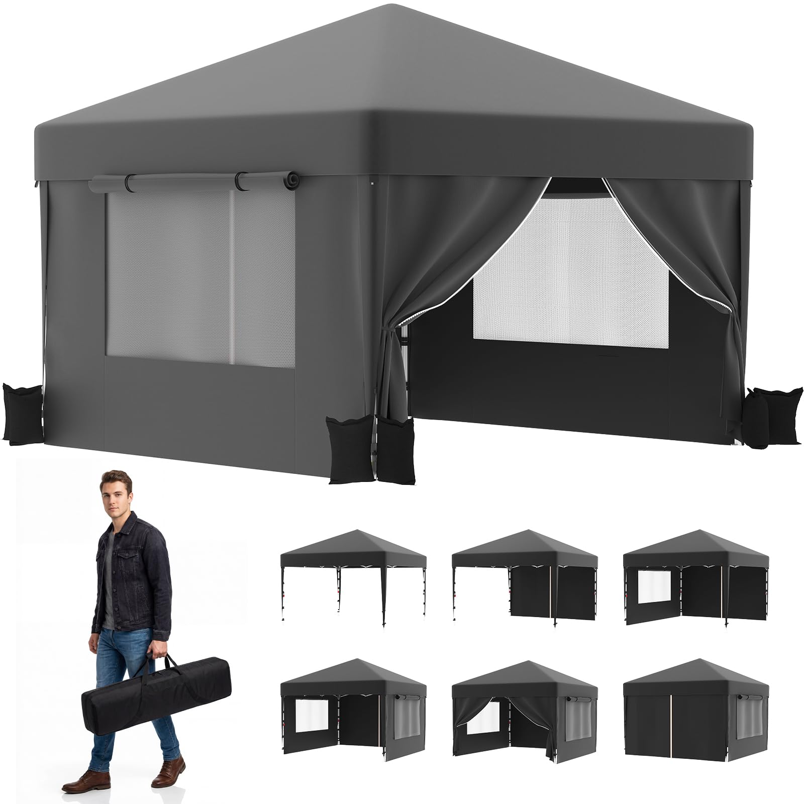 Gazebo pieghevole JUMMICO 3×3 m con zanzariere, soluzione pronta per le cene in giardino in offerta Amazon