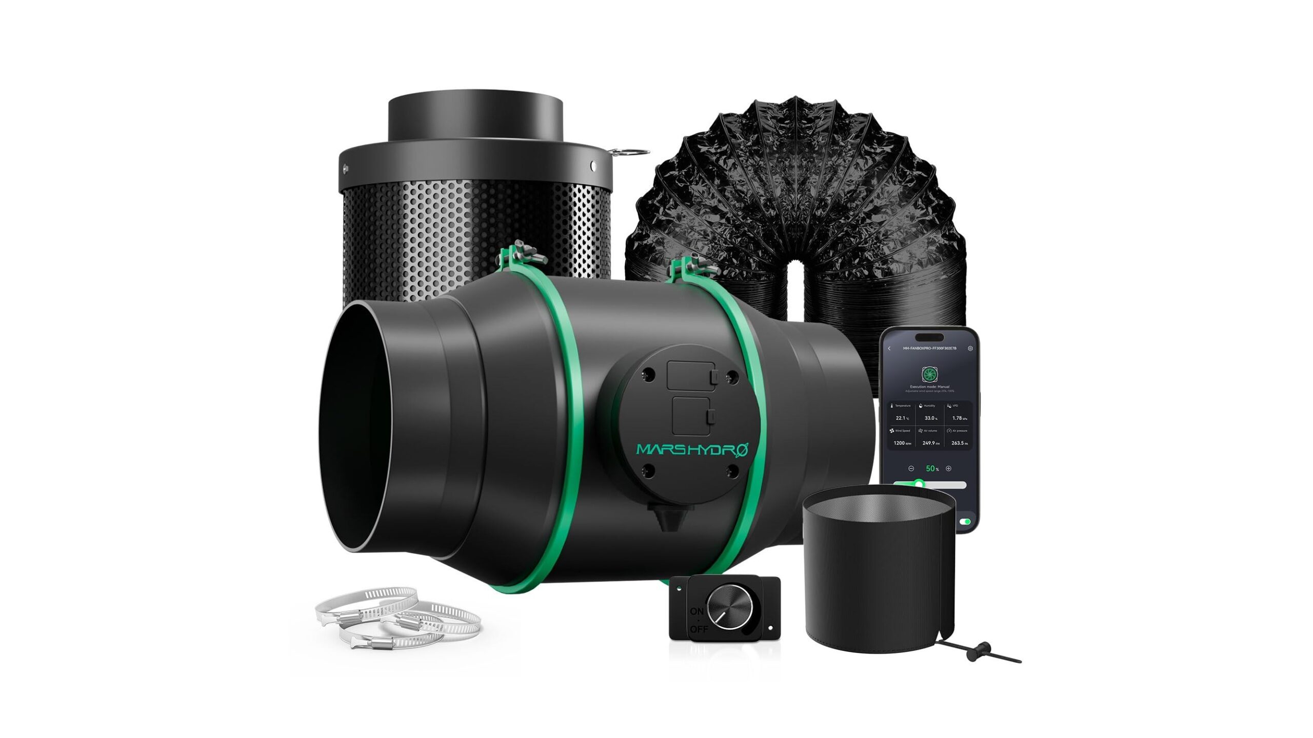 Ventilatore assiale MARS HYDRO iFresh 6″ con filtro al carbonio: gestione di aria e odori nella grow tent