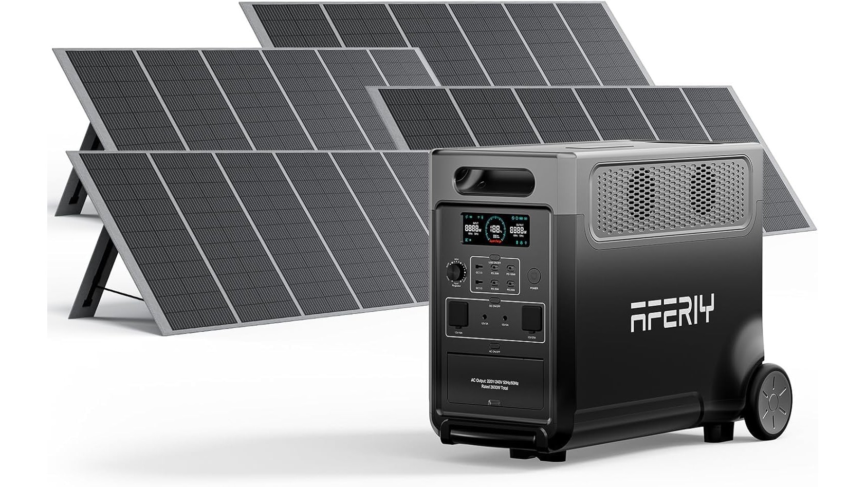 Stazione di energia portatile AFERIY con pannelli solari: la soluzione off‑grid per il tuo giardino
