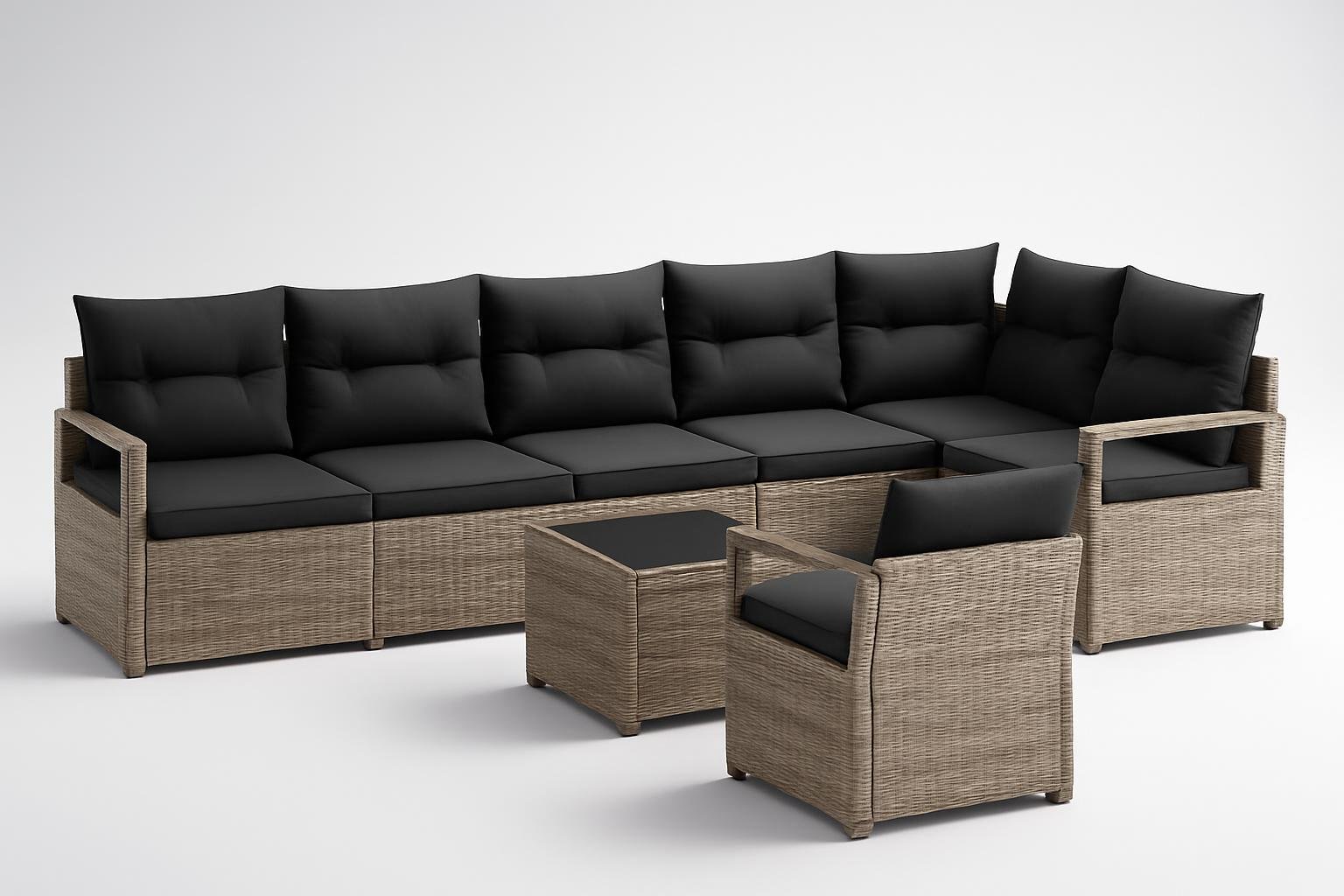 Set lounge da giardino vidaXL in polyrattan grigio chiaro, maxi comfort in promozione su Amazon