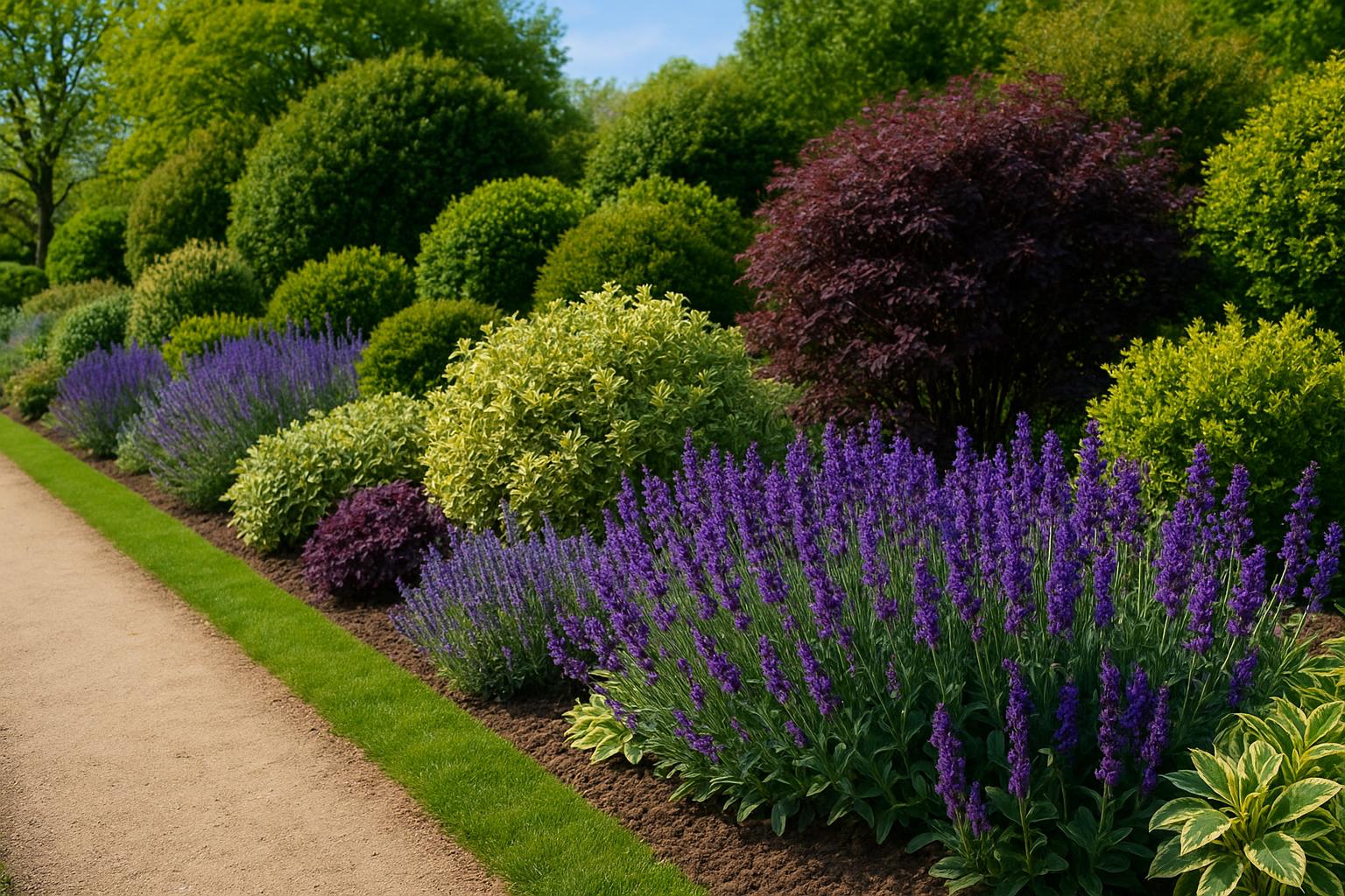 Piante da esterno per bordure sempreverdi miste: colore e struttura tutto l’anno