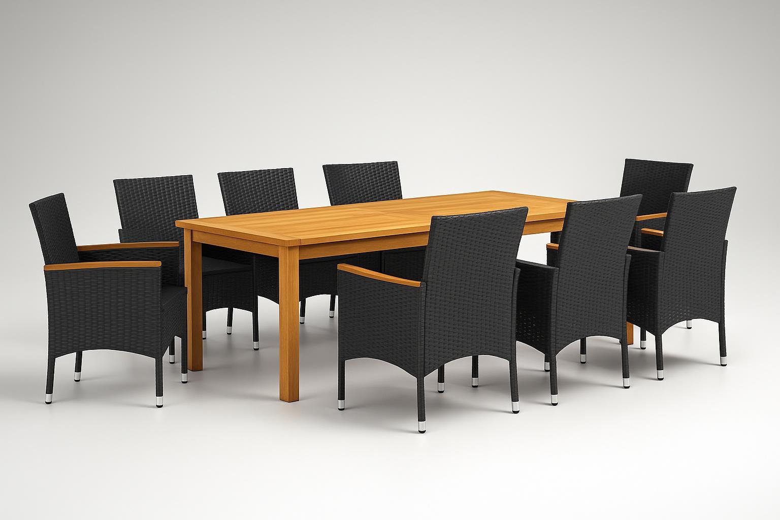 Set da pranzo da giardino vidaXL 9 pezzi nero, soluzione compatta per terrazzi e cortili