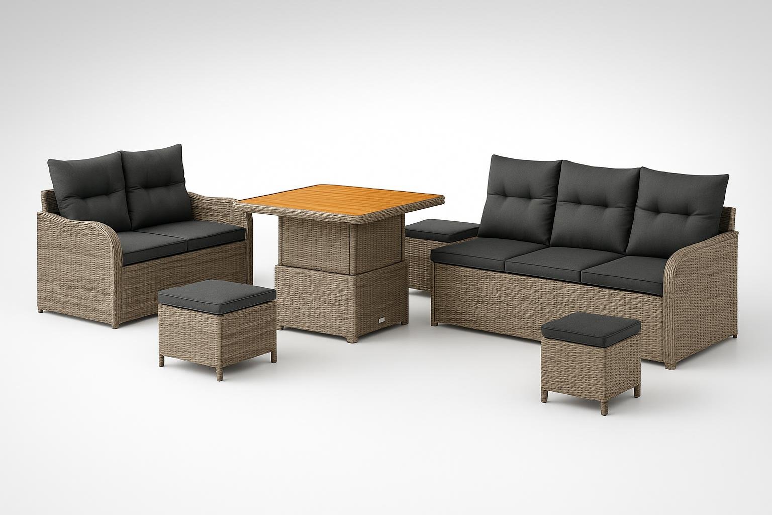 Set divano da giardino modulare in rattan vidaXL, soluzione completa per trasformare il terrazzo