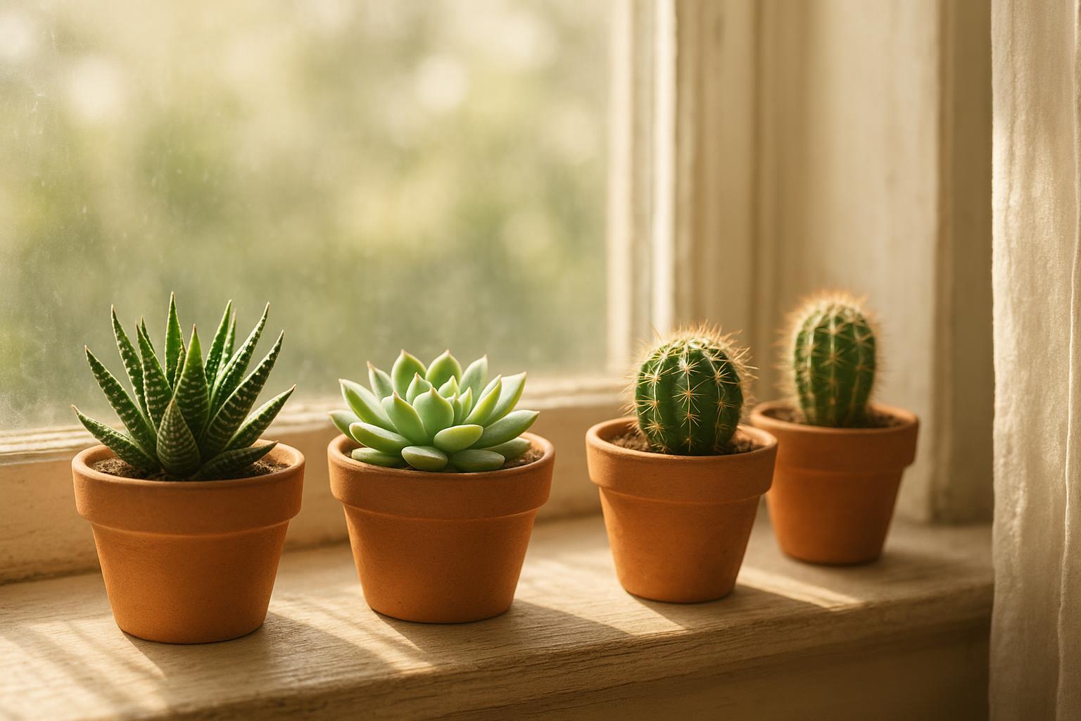 Piante grasse per davanzali interni di aprile: piccole succulente che amano il sole dietro il vetro