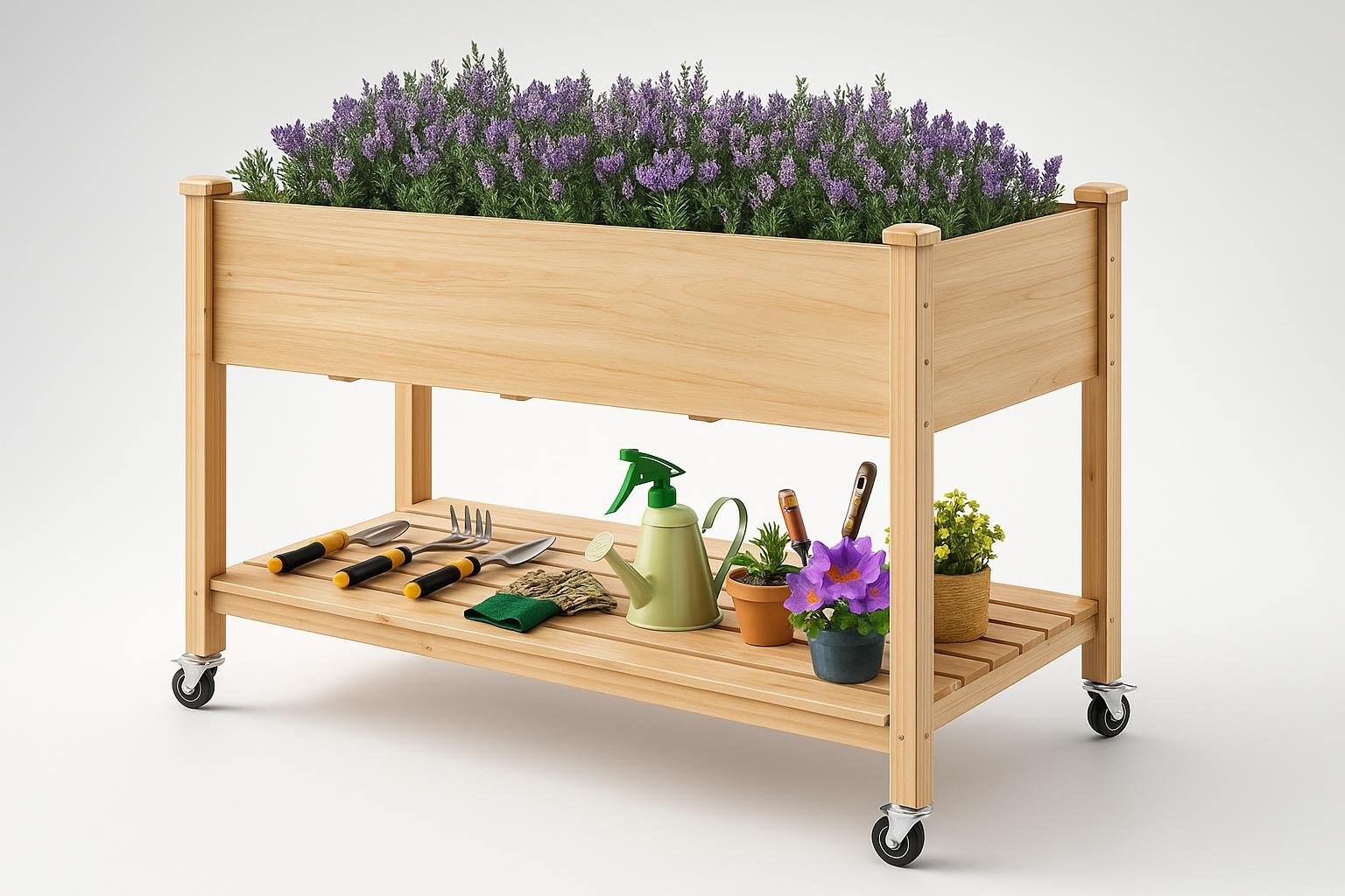 Letto da giardino rialzato COSTWAY, il cassone su ruote perfetto per ortaggi e fiori sul patio