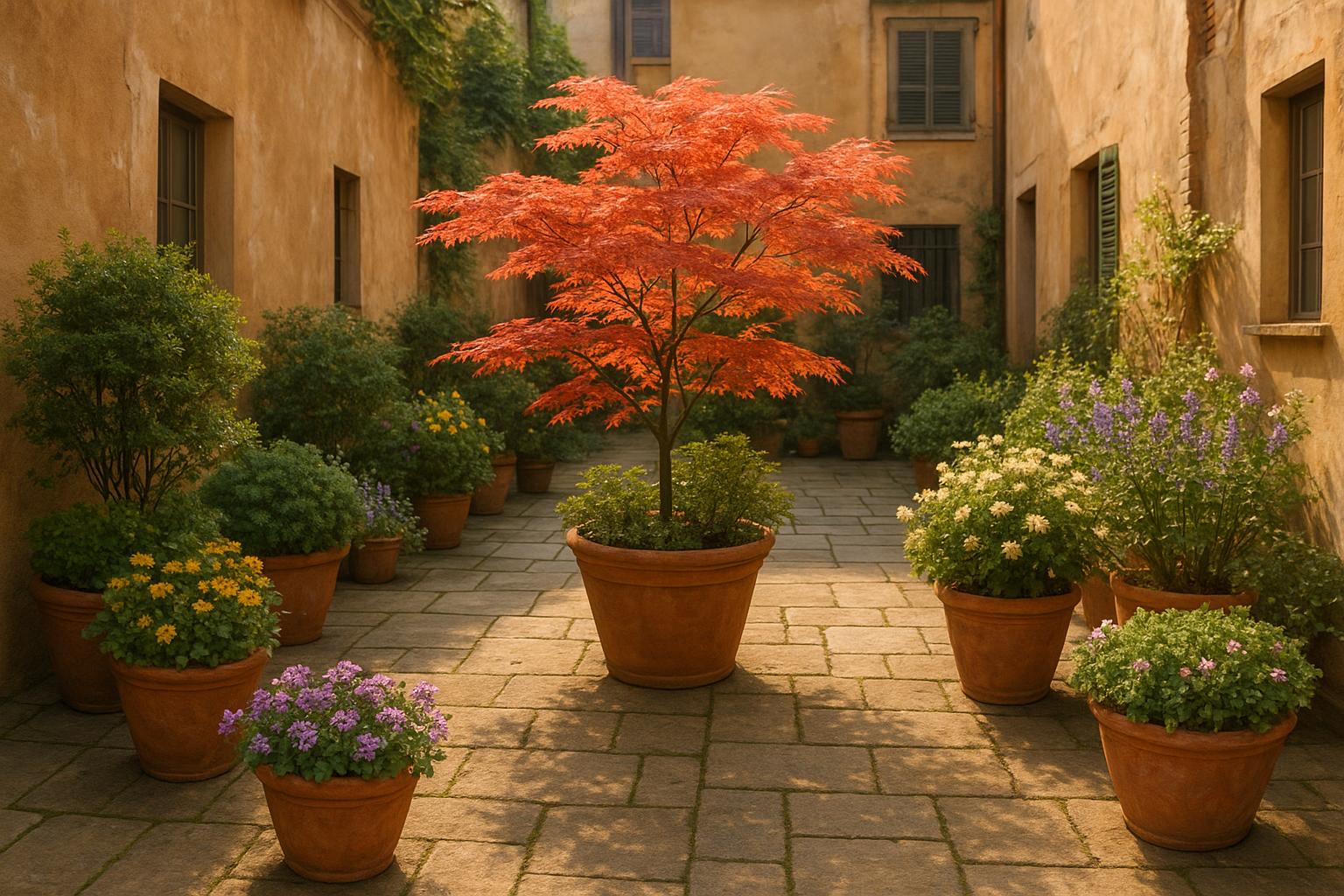 Piante da esterno per giardini di città con poco suolo: arbusti e perenni per cortili pavimentati