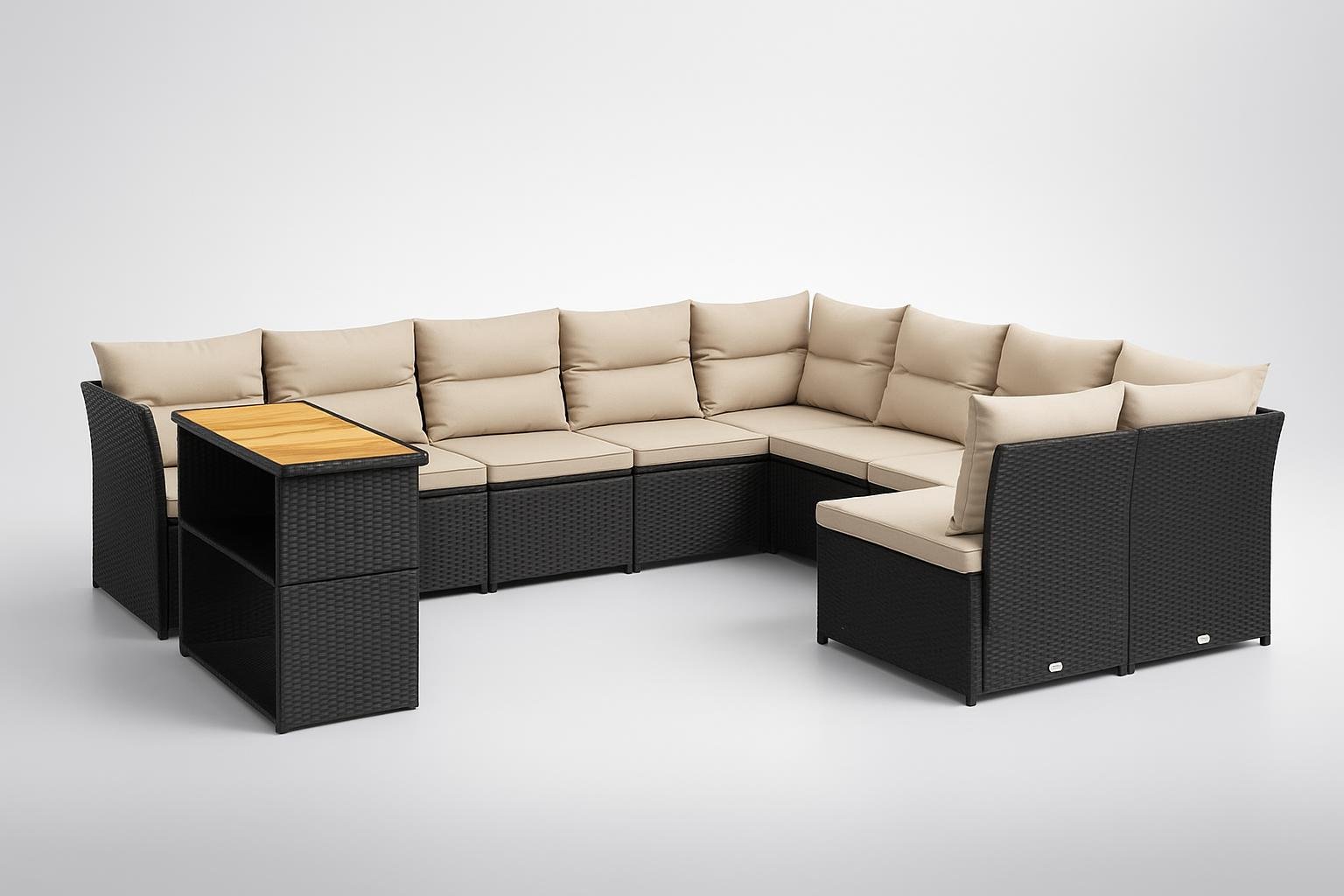 VidaXL set divani da giardino 10 pezzi in polyrattan nero, occasione per chi vuole un salotto outdoor modulare