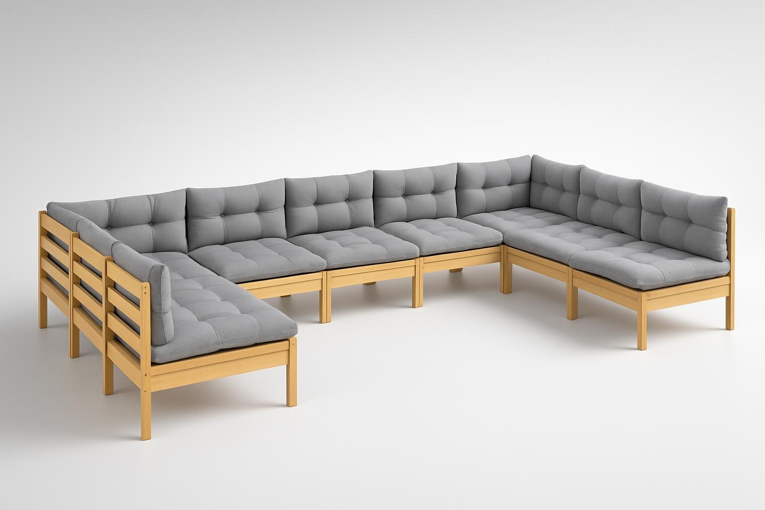 Set divani da giardino 10 pezzi vidaXL in pino con cuscini grigi, il salotto outdoor completo in promozione