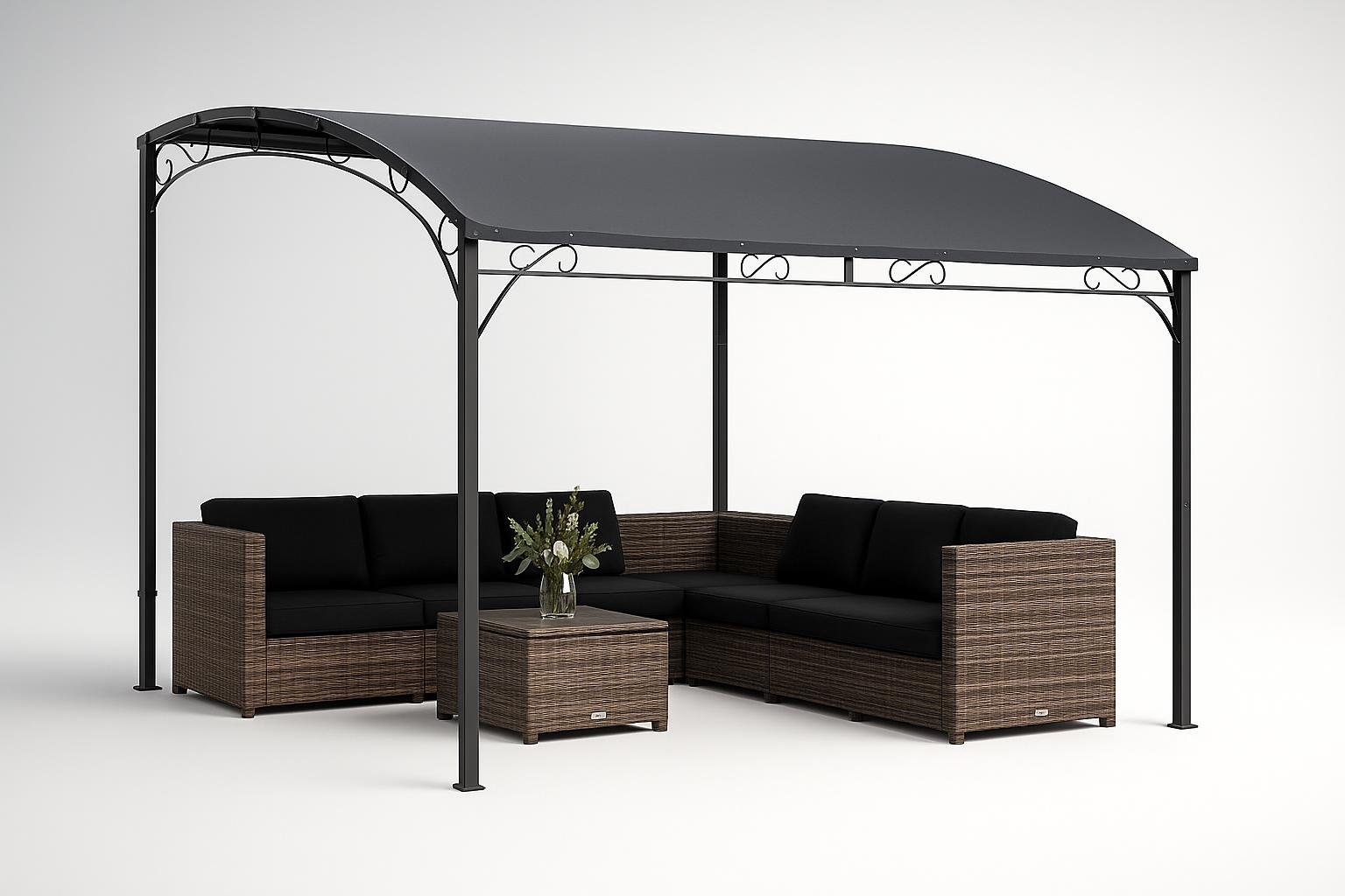 Outsunny gazebo pergola 3,8 x 2,8 m, struttura ombreggiante elegante per il giardino in offerta