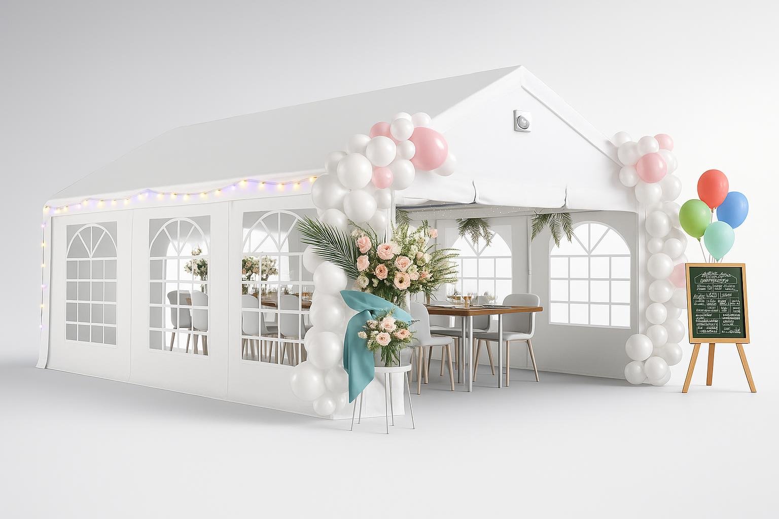 Gazebo Outsunny 4×6 m con luci LED, la soluzione coperta per feste in giardino e cene tra le aiuole