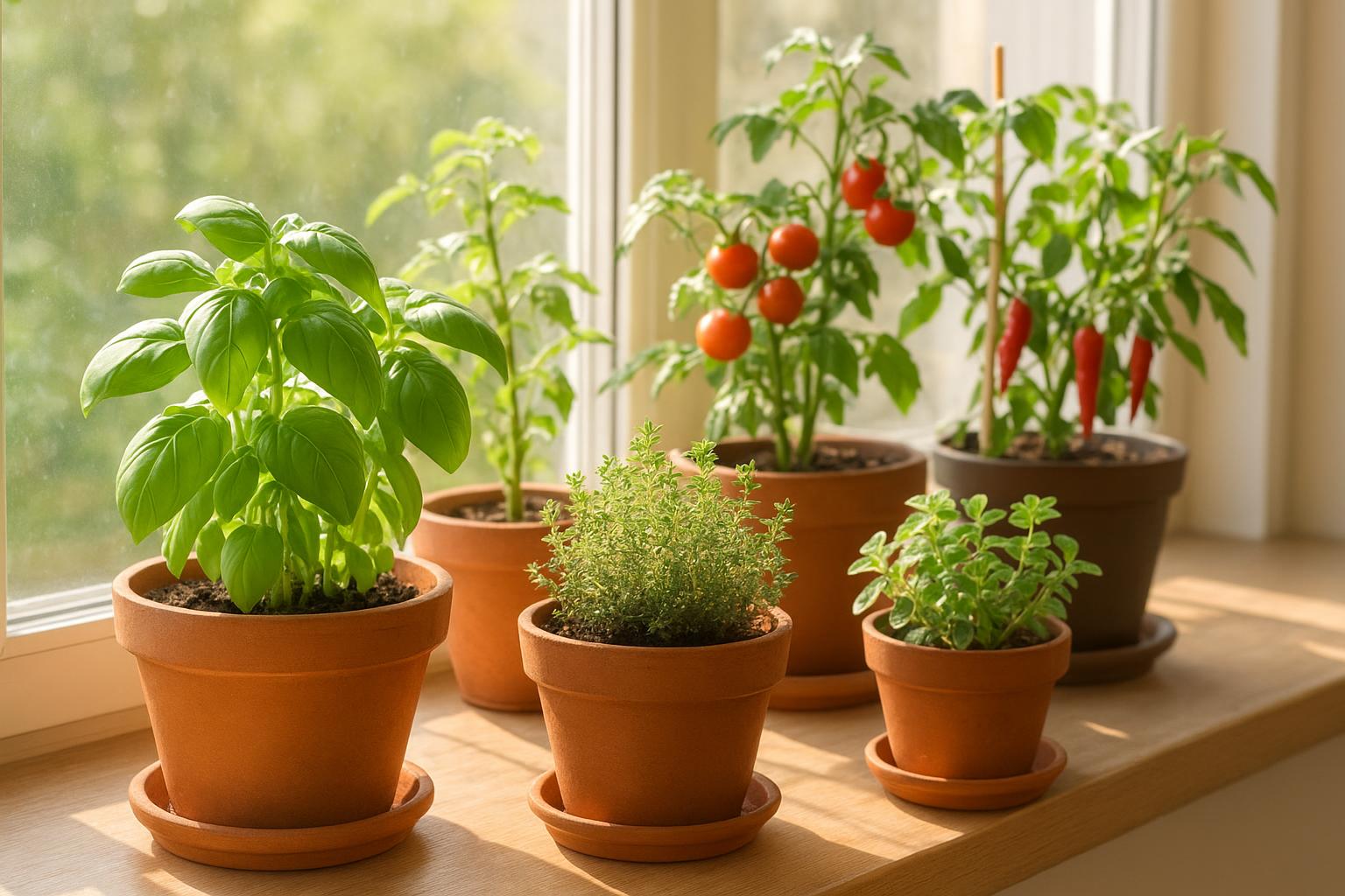 Orto di aprile in vaso sul davanzale: erbe e ortaggi compatti per finestre esposte a sud
