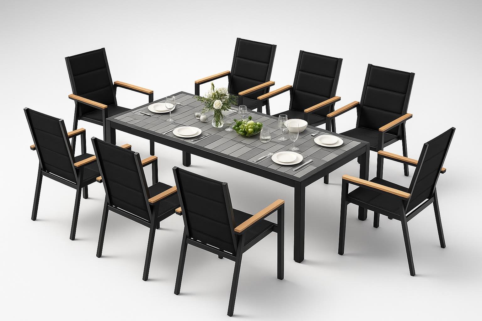 Devoko set tavolo e 8 sedie da giardino, soluzione completa per grandi pranzi all’aperto su Amazon