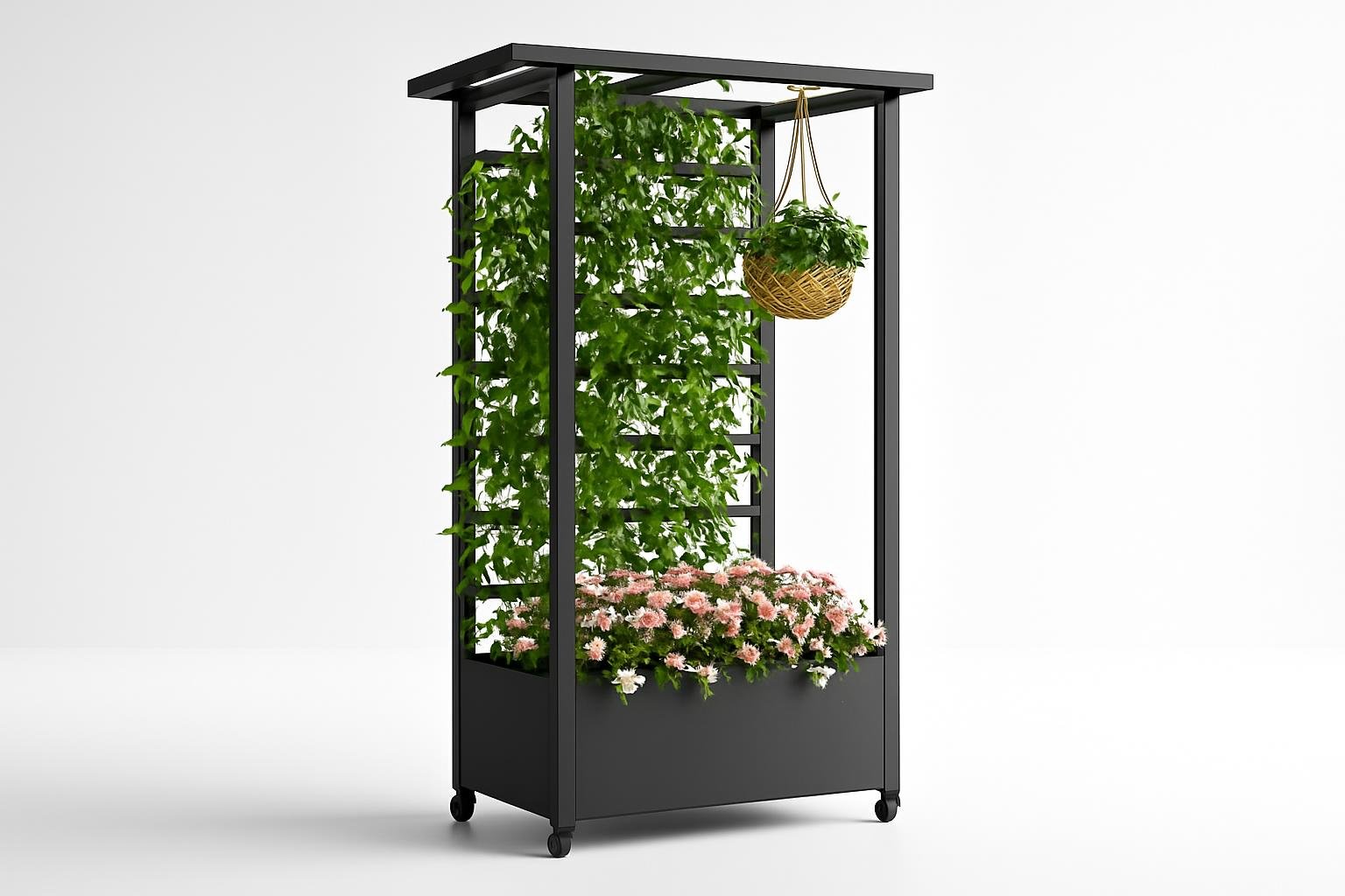 Quictent orto rialzato con ruote e traliccio, fioriera mobile per terrazzi e piccoli giardini in forte ribasso