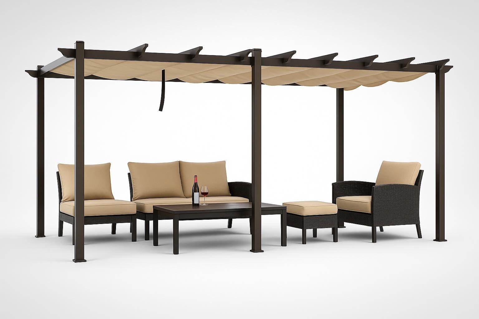 Gazebo pergola PURPLE LEAF 3,5 x 5,5 m, minimo storico per creare ombra elegante in giardino